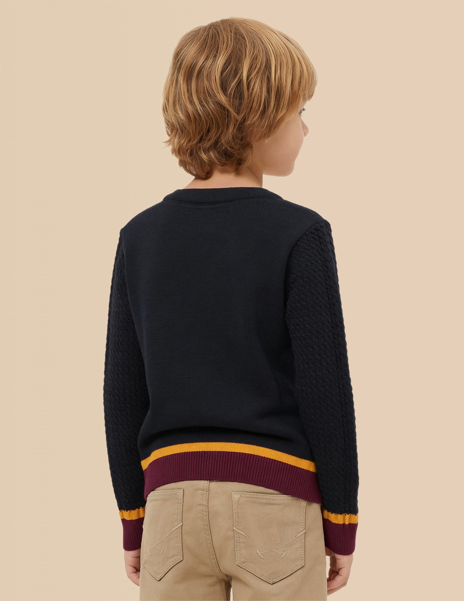 Boys Cable Knit Regular Fit Sweater Navy - U.S. Polo Assn. India | Large