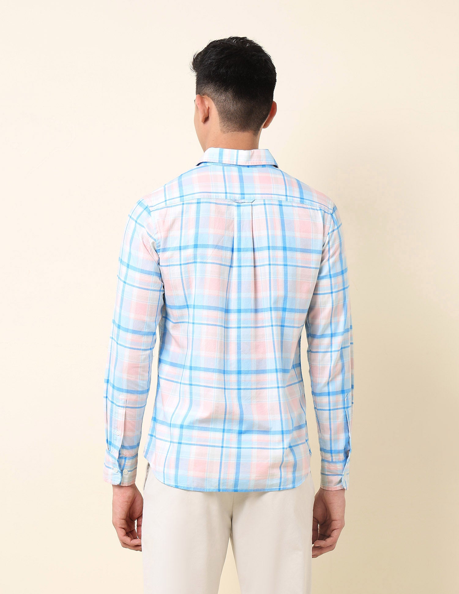 Pure Cotton Grid Tattersall Checked Shirt Blue - U.S. Polo Assn. India | Large