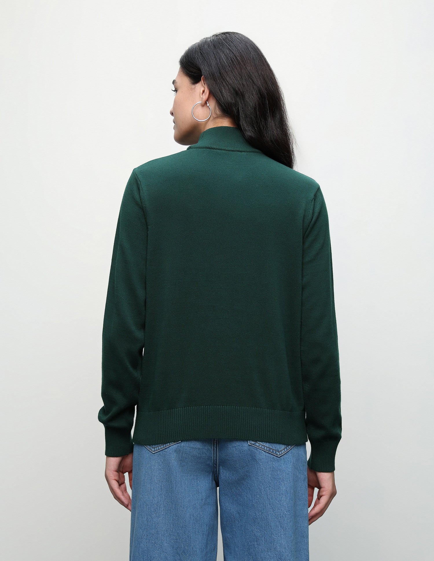 Solid Regular Fit Sweater Green - U.S. Polo Assn. India | Large