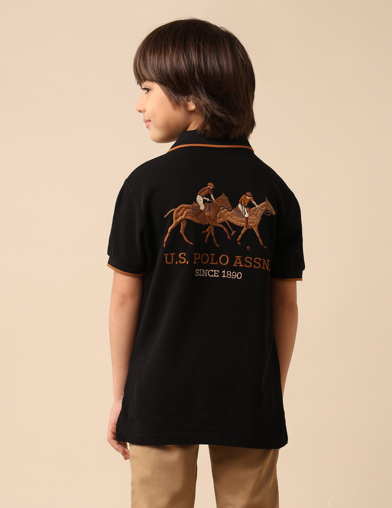 Boys Graphic Brand Printed Polo Shirt Black - U.S. POLO ASSN. | Large