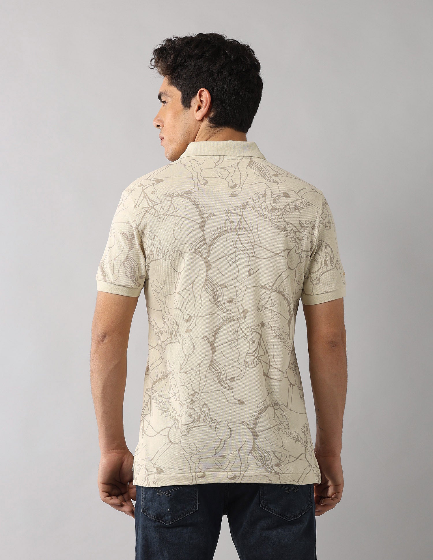 Muscle Fit Work And Wander Polo Shirt Beige - U.S. Polo Assn. India | Large