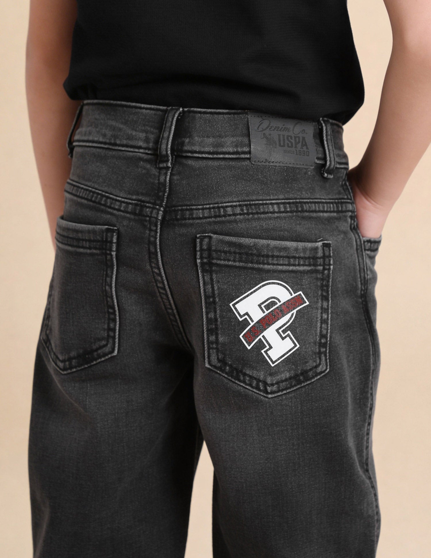 Stone Washed Baggy Fit Jeans Dark Grey - U.S. Polo Assn. India | Large