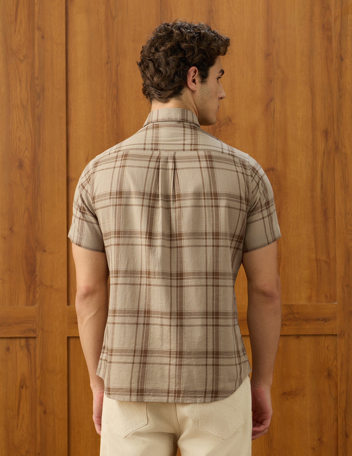 Windowpane Checked Elvenado Shirt Khaki - U.S. Polo Assn. India | Large