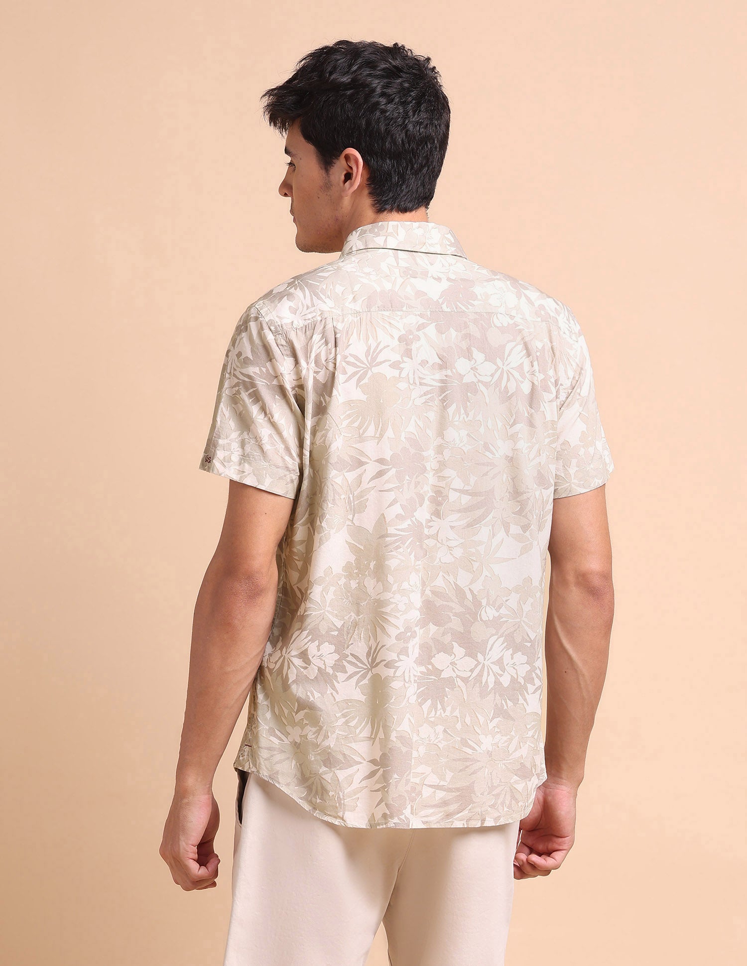 Manhattan Slim Fit Floral Printed Shirt Khaki - U.S. POLO ASSN. | Large