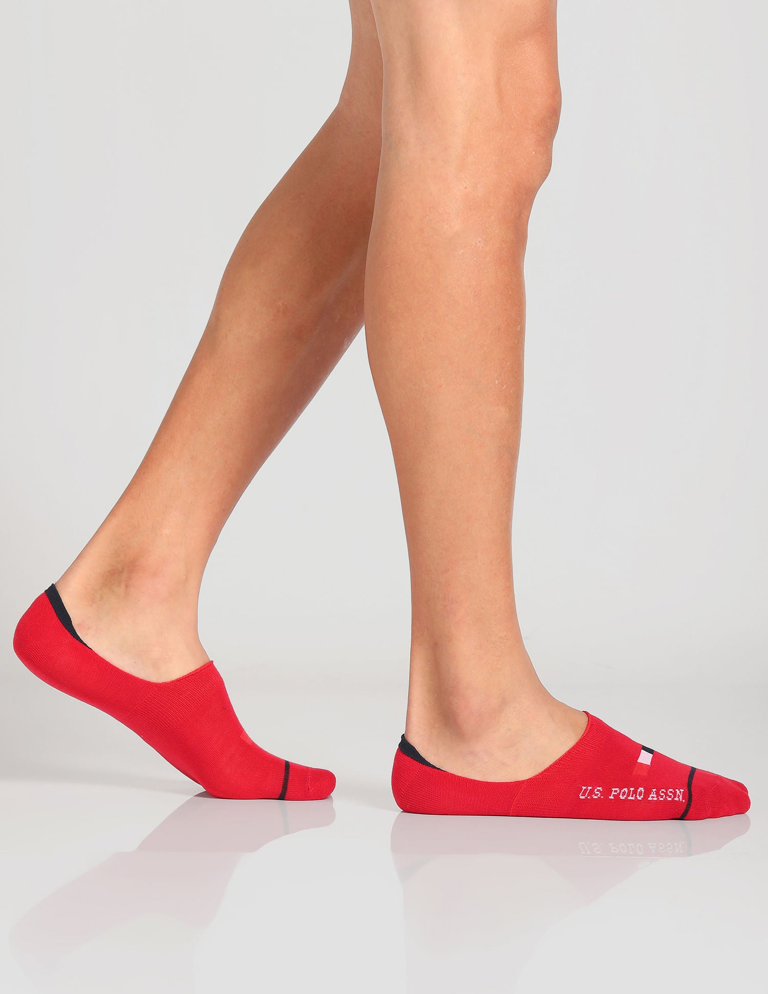 Aloe Finish No Show ES001 Socks - Pack Of 3 Red, White and Navy - U.S. POLO ASSN. | Large