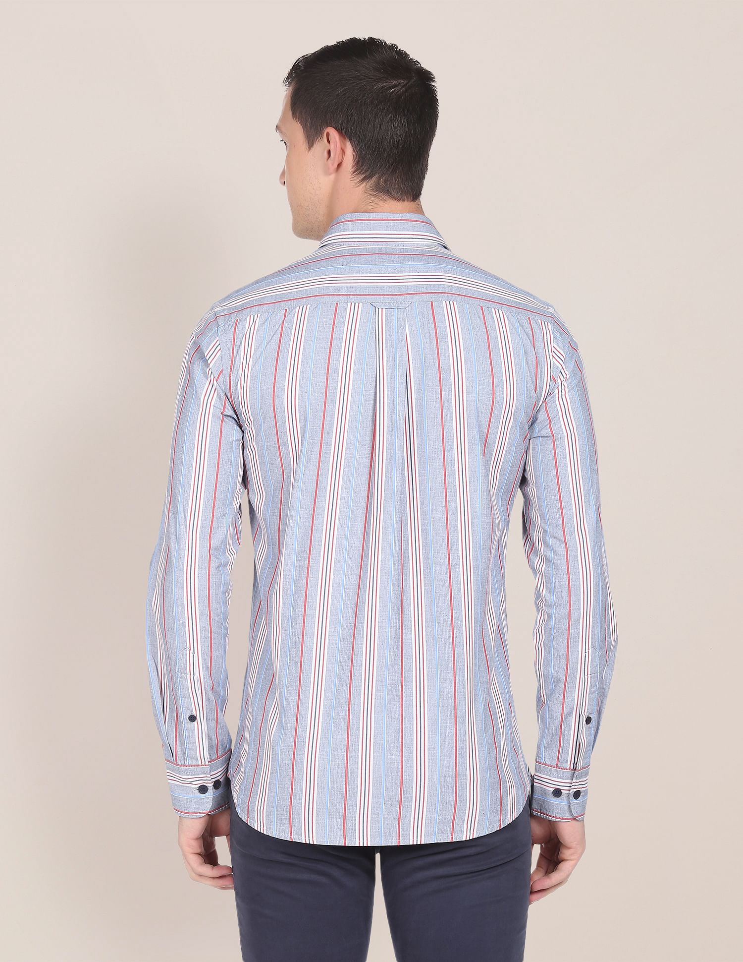 Vertical Stripe Cotton Casual Shirt Light Grey - U.S. POLO ASSN. | Large