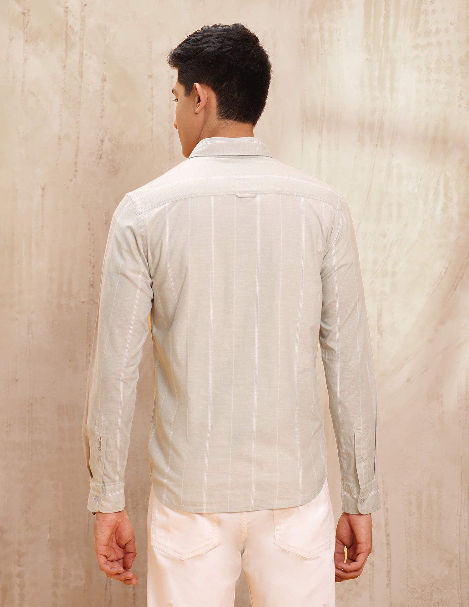 Vertical Striped Pure Cotton Shirt Light Khaki - U.S. POLO ASSN. | Large