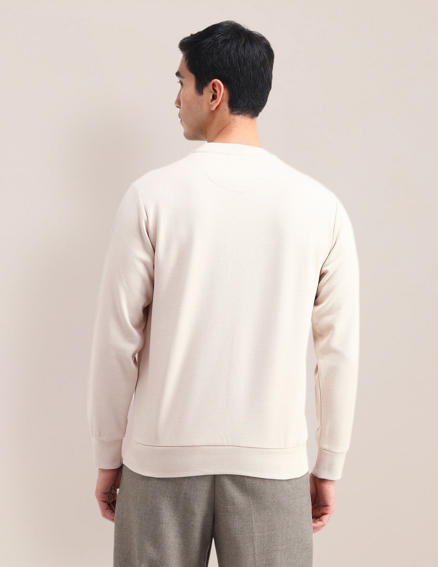 Patterned Knit Regular Fit Sweatshirt Off White - U.S. POLO ASSN. | Large