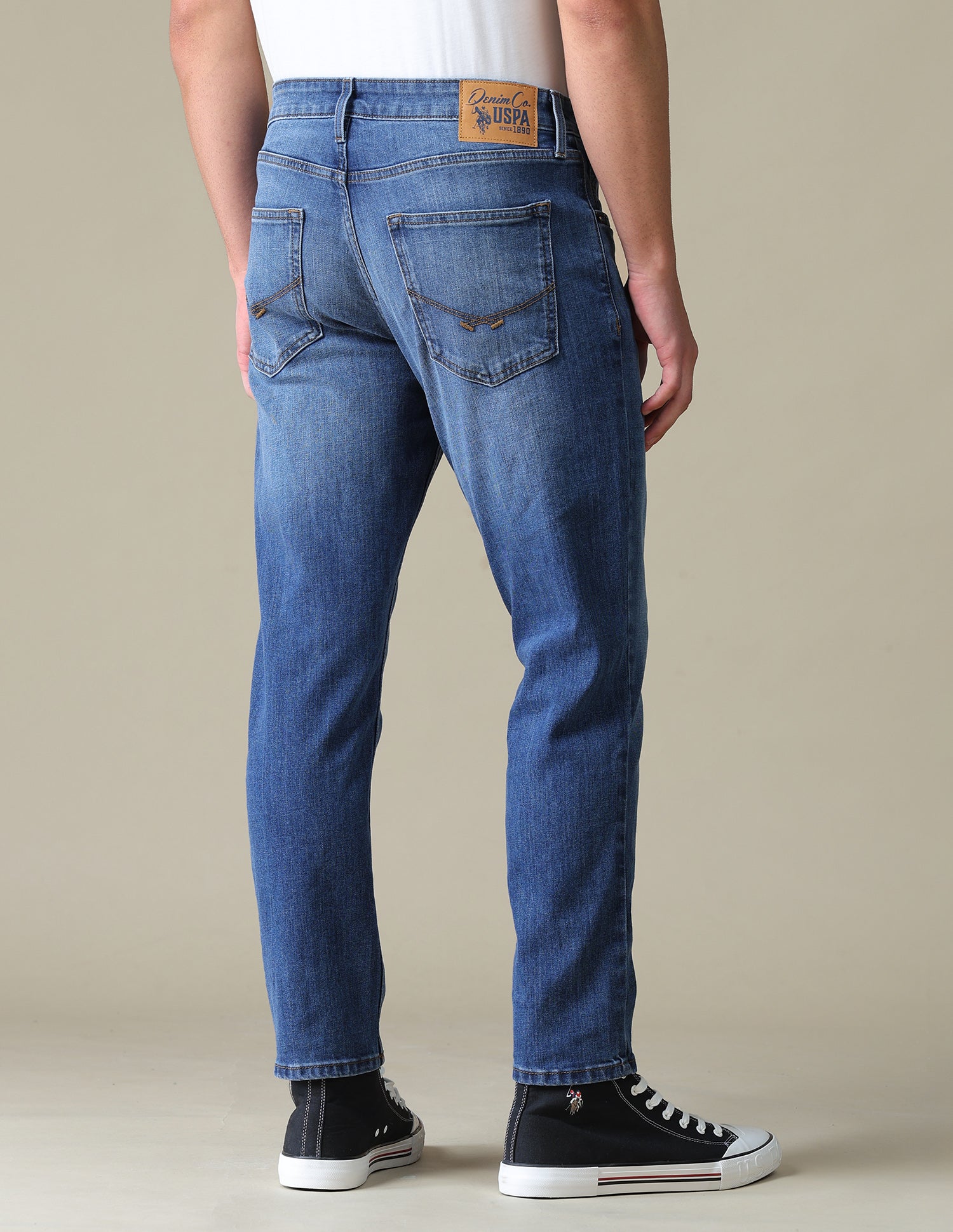 Cole Comfort Cropped Fit Blue Jeans Mid Blue - U.S. Polo Assn. India | Large