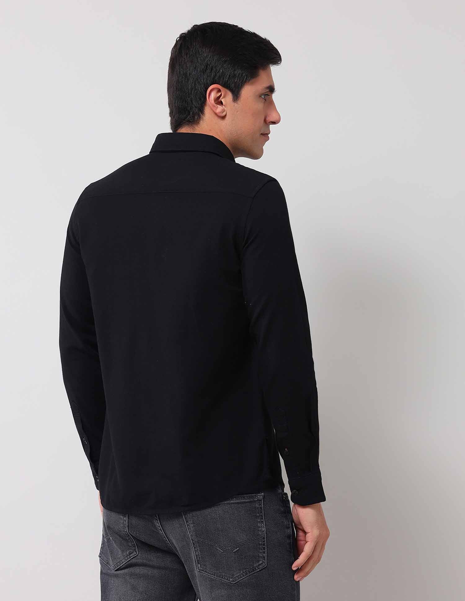 Regular Fit Solid Shirt Black - U.S. Polo Assn. India | Large
