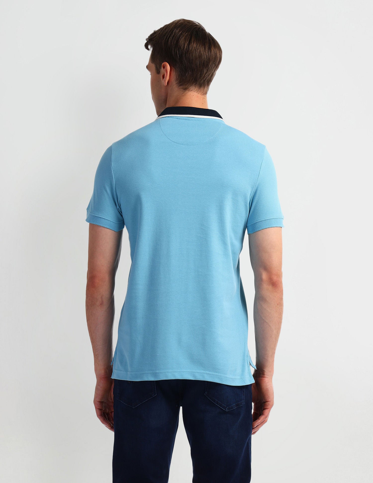 Muscle Fit Solid Polo Shirt Light-Blue - U.S. Polo Assn. India | Large