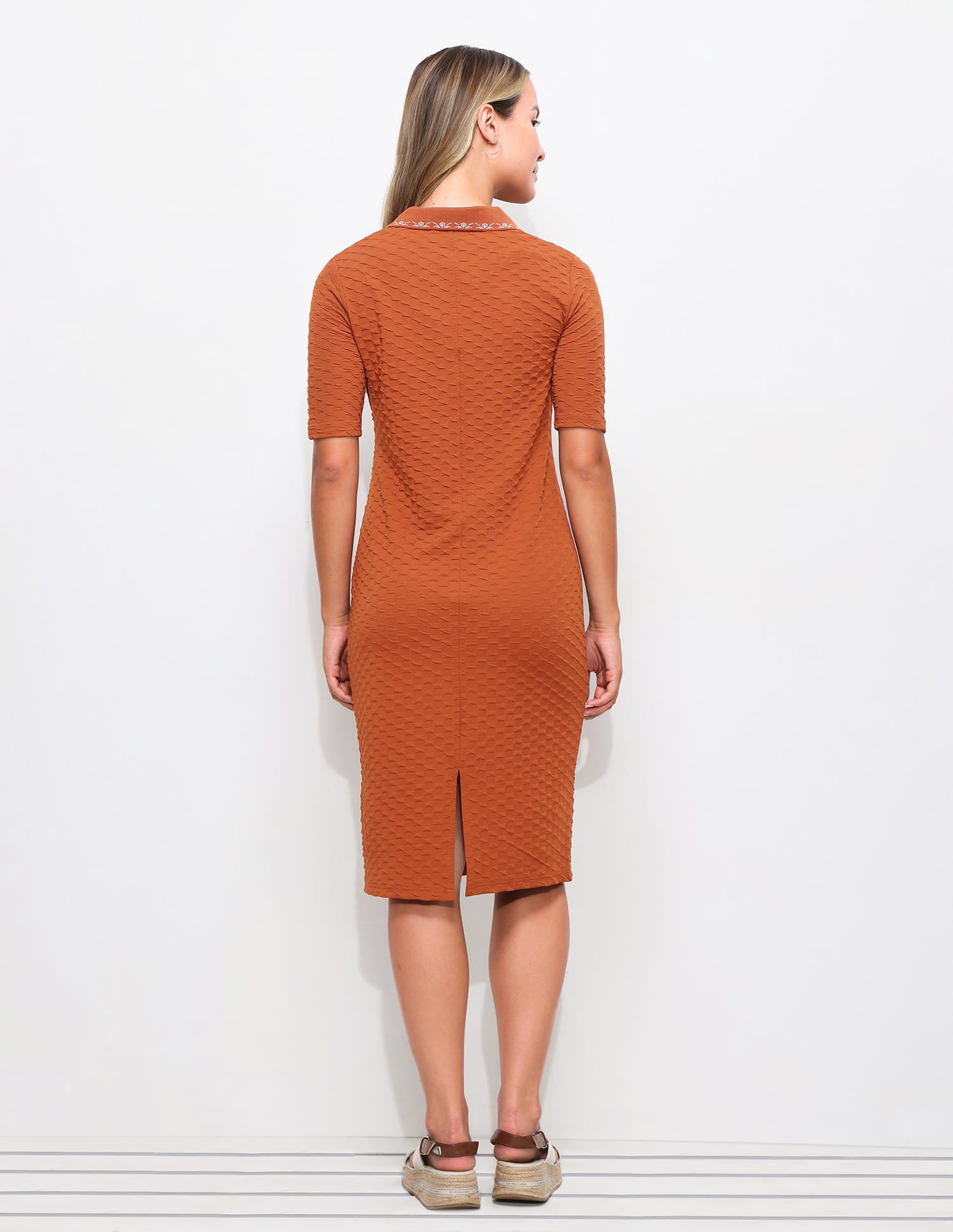 Textured Embroidered Polo Dress Orange - U.S. Polo Assn. India | Large