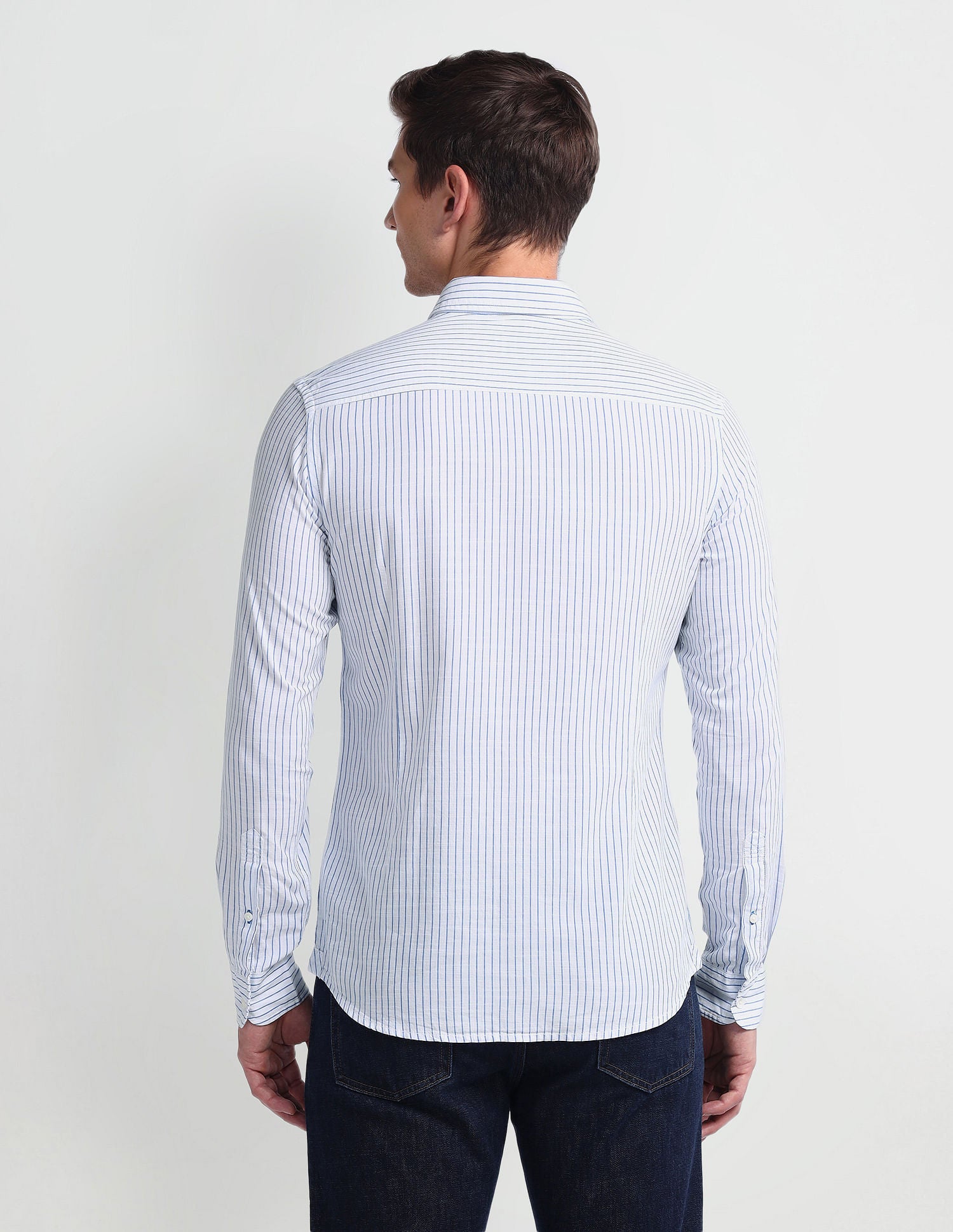 Vertical Stripe Slim Fit Shirt Blue - U.S. Polo Assn. India | Large