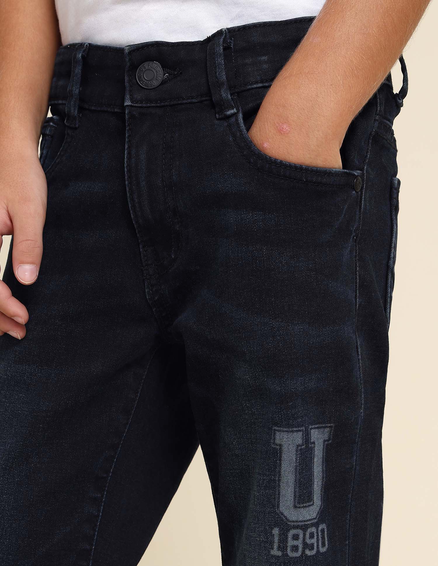 Boys Relaxed Fit Blue Jeans Dark Indigo - U.S. POLO ASSN. | Large