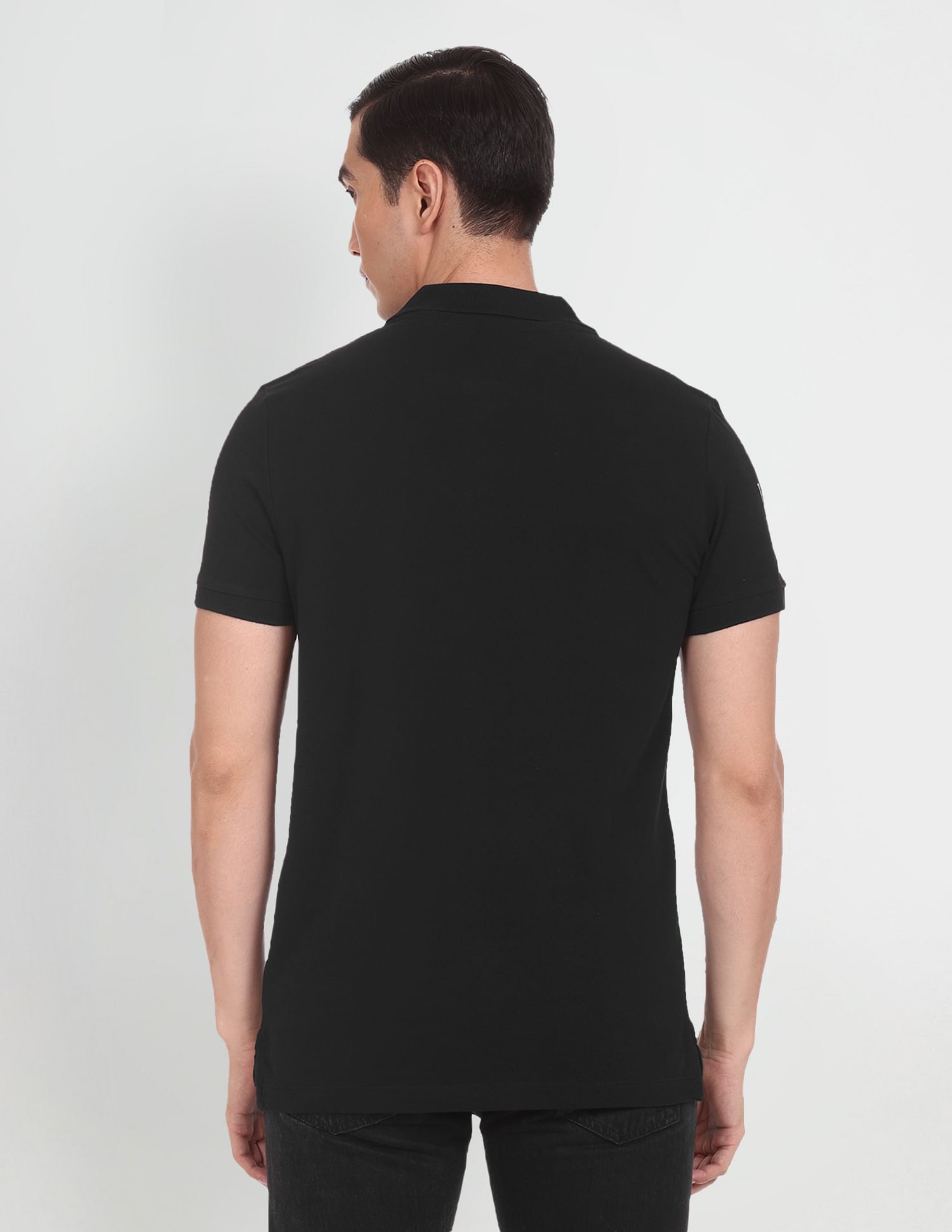 Typographic Print Cotton Polo Shirt Black - U.S. Polo Assn. India | Large