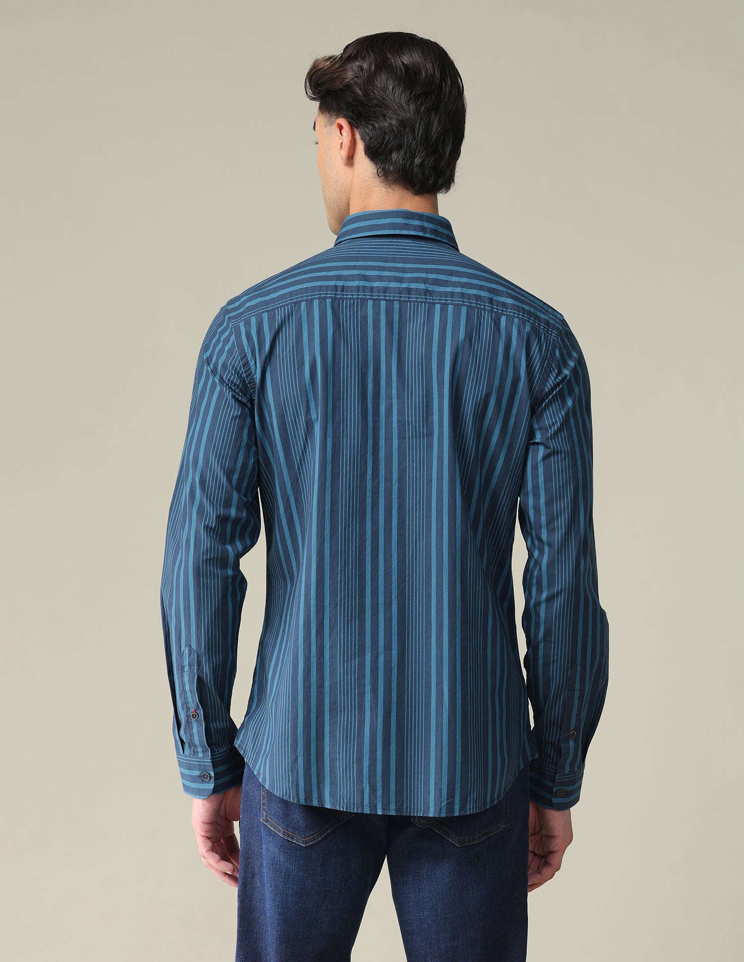 Vertical Stripe Cotton Shirt Navy - U.S. POLO ASSN. | Large