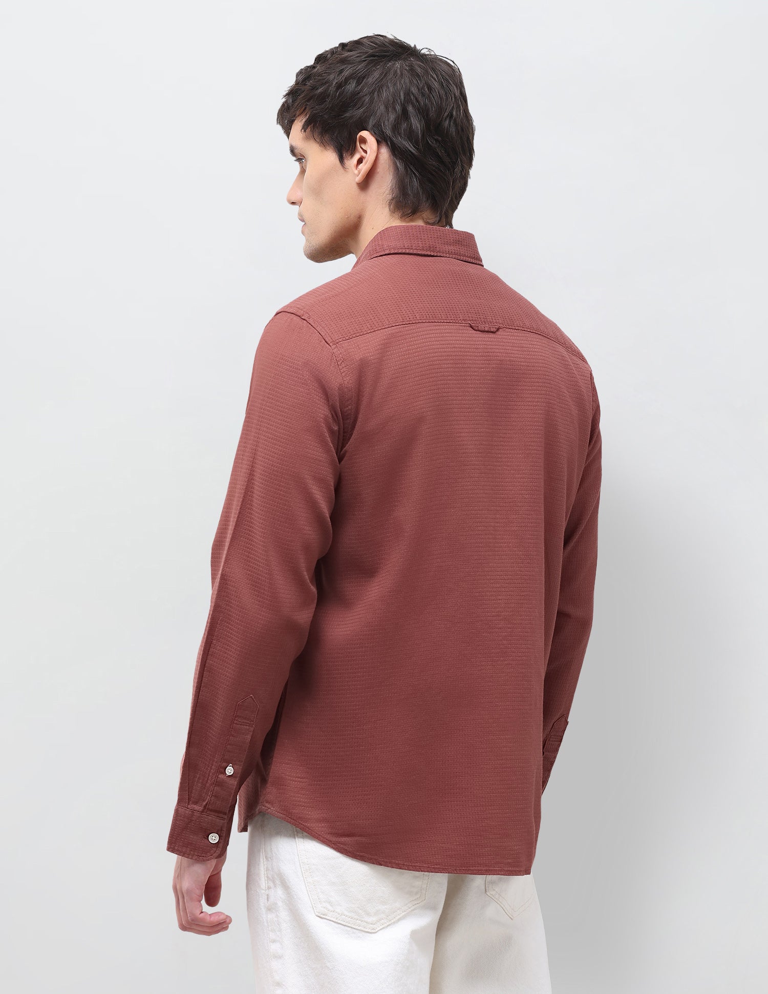 Textured Regular Fit Shirt Rust - U.S. Polo Assn. India | Large