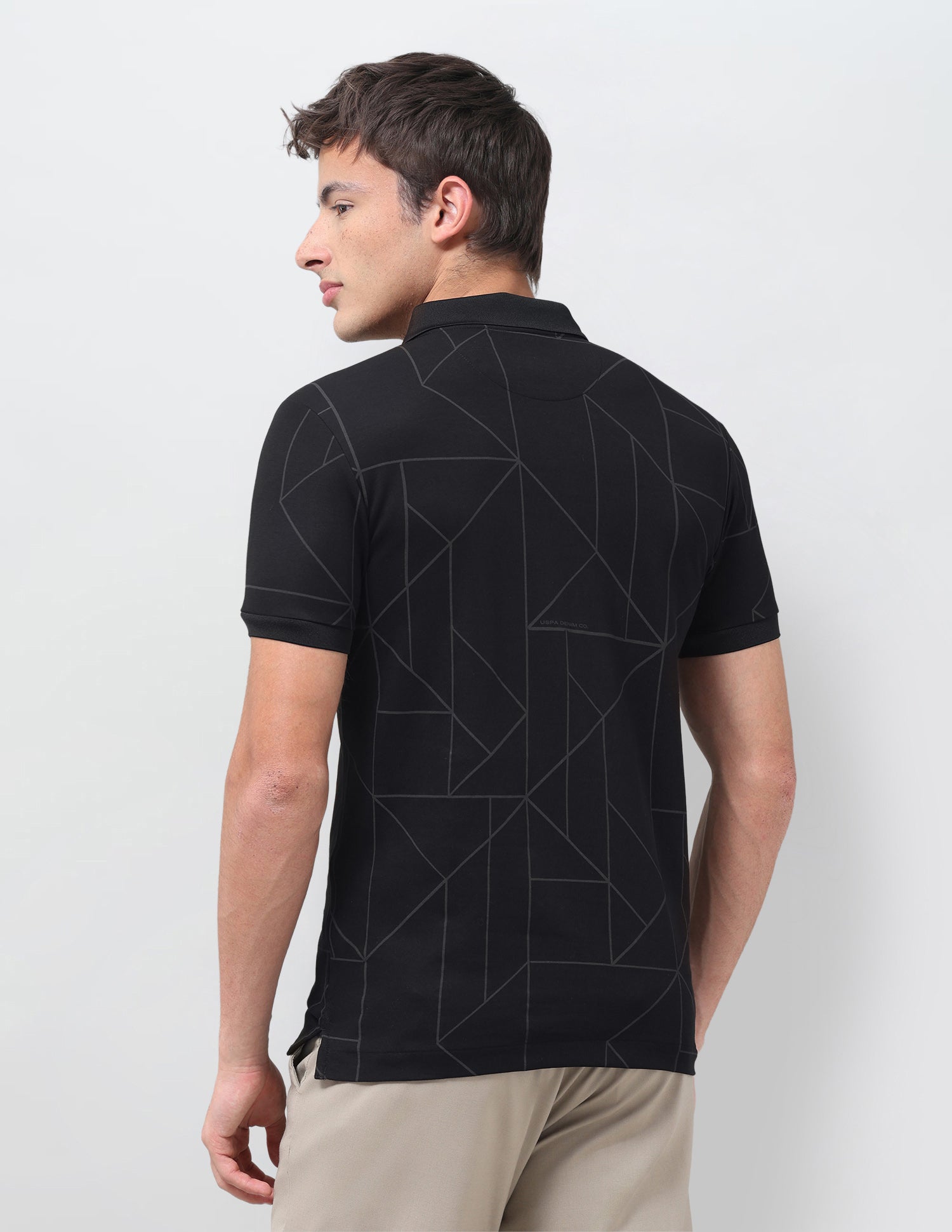 Geometric Printed Slim Fit Polo Shirt Black - U.S. Polo Assn. India | Large