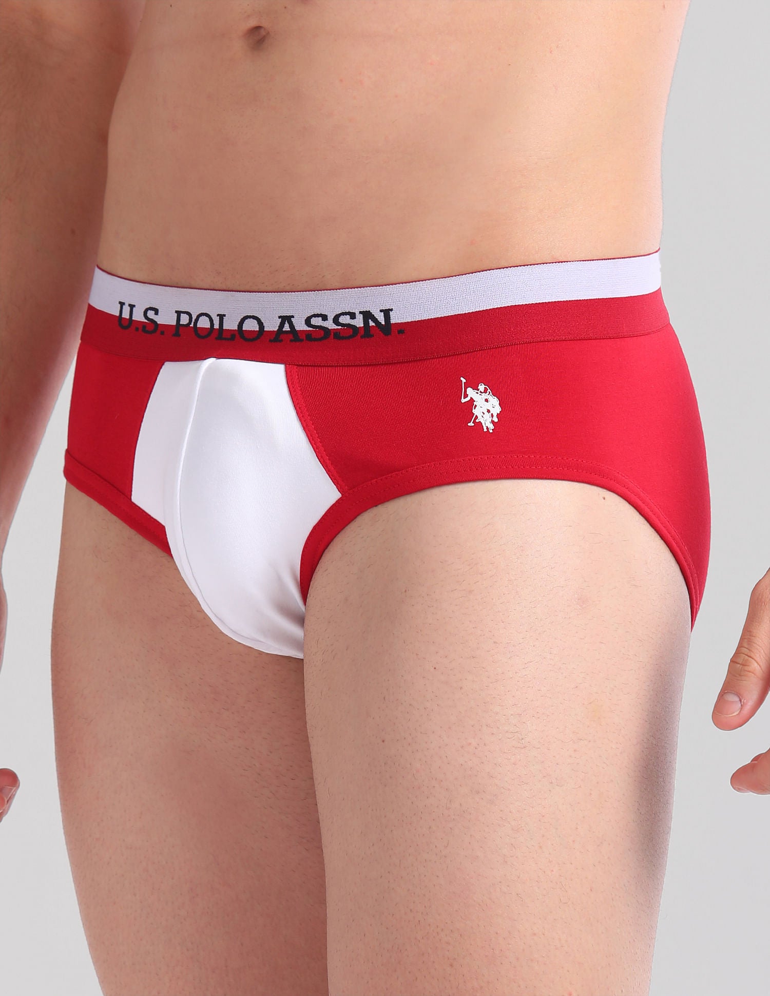 Elasticized Waist OEB02 Briefs - Pack Of 2 Red and Navy - U.S. POLO ASSN. | Large