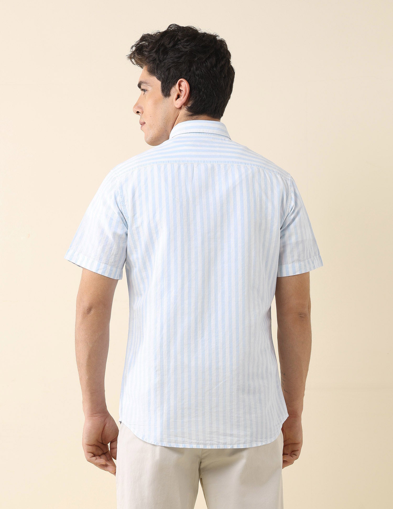 Vertical Striped Tailored Fit Shirt Light Blue - U.S. Polo Assn. India | Large