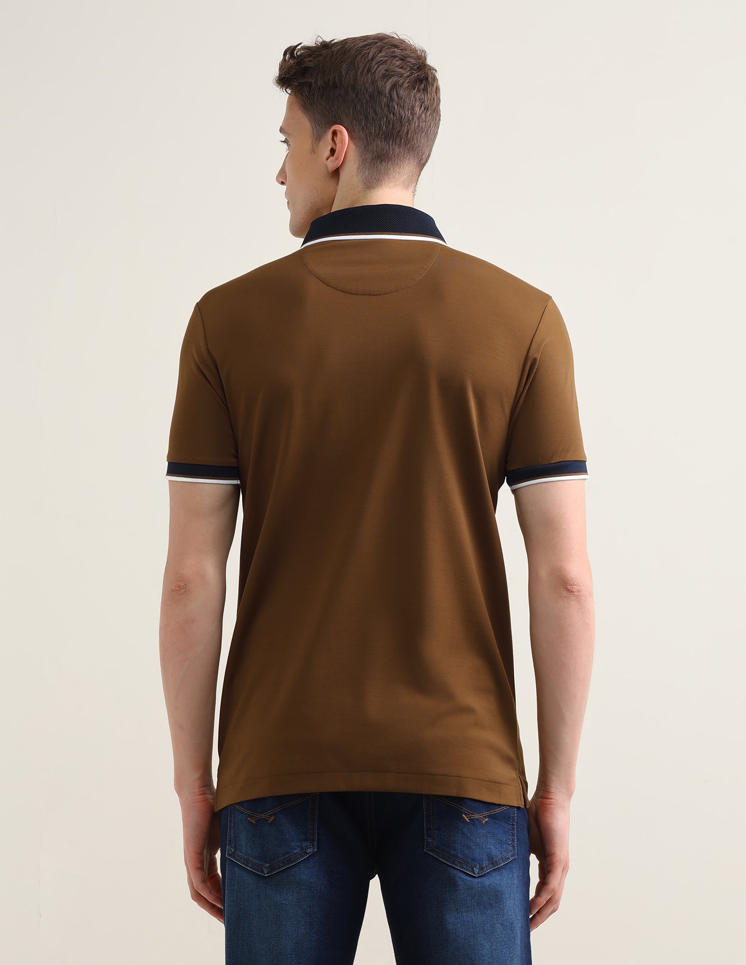 Solid Slim Fit Polo Shirt Gold - U.S. Polo Assn. India | Large
