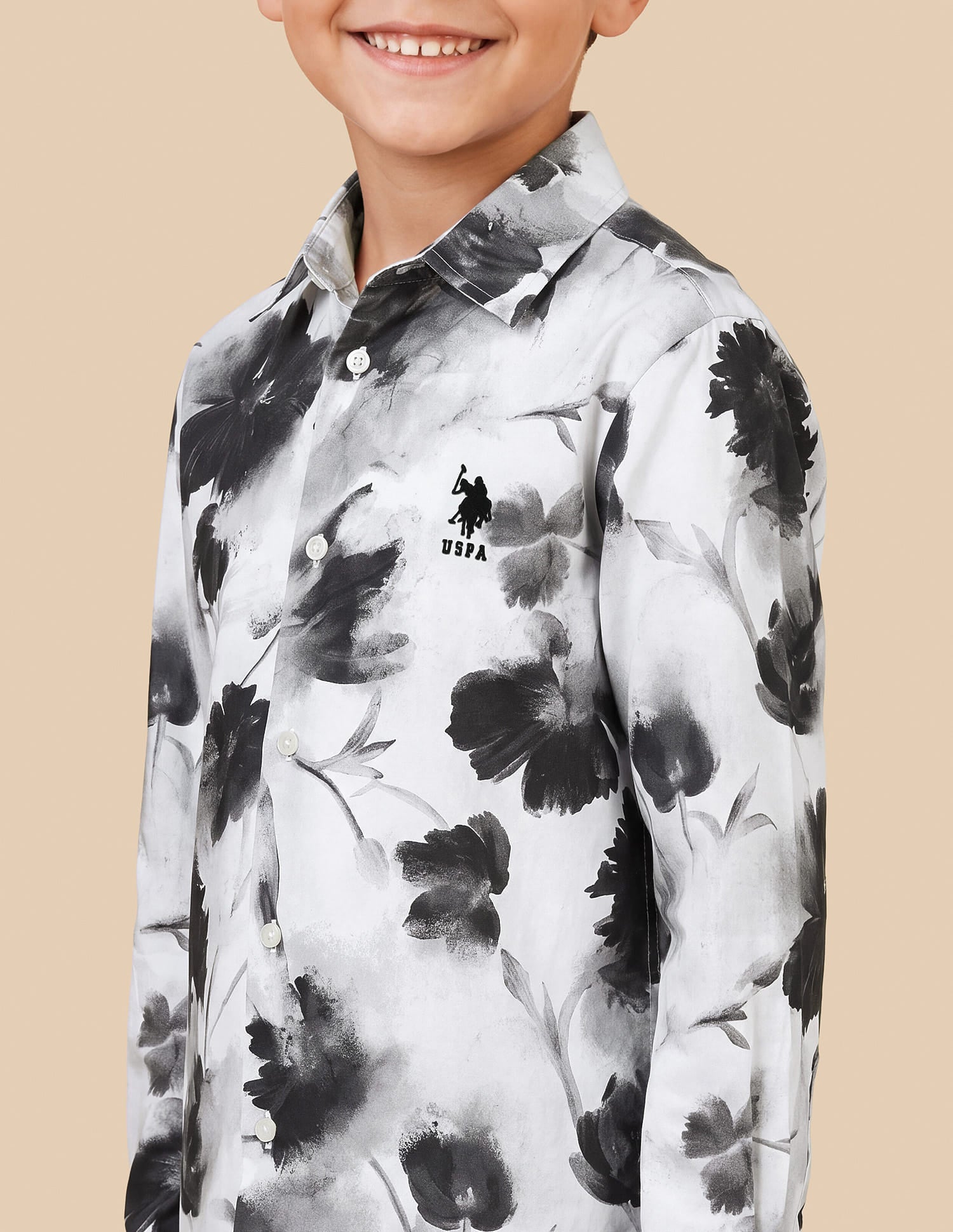 Floral Printed Satin Shirt White - U.S. Polo Assn. India | Large