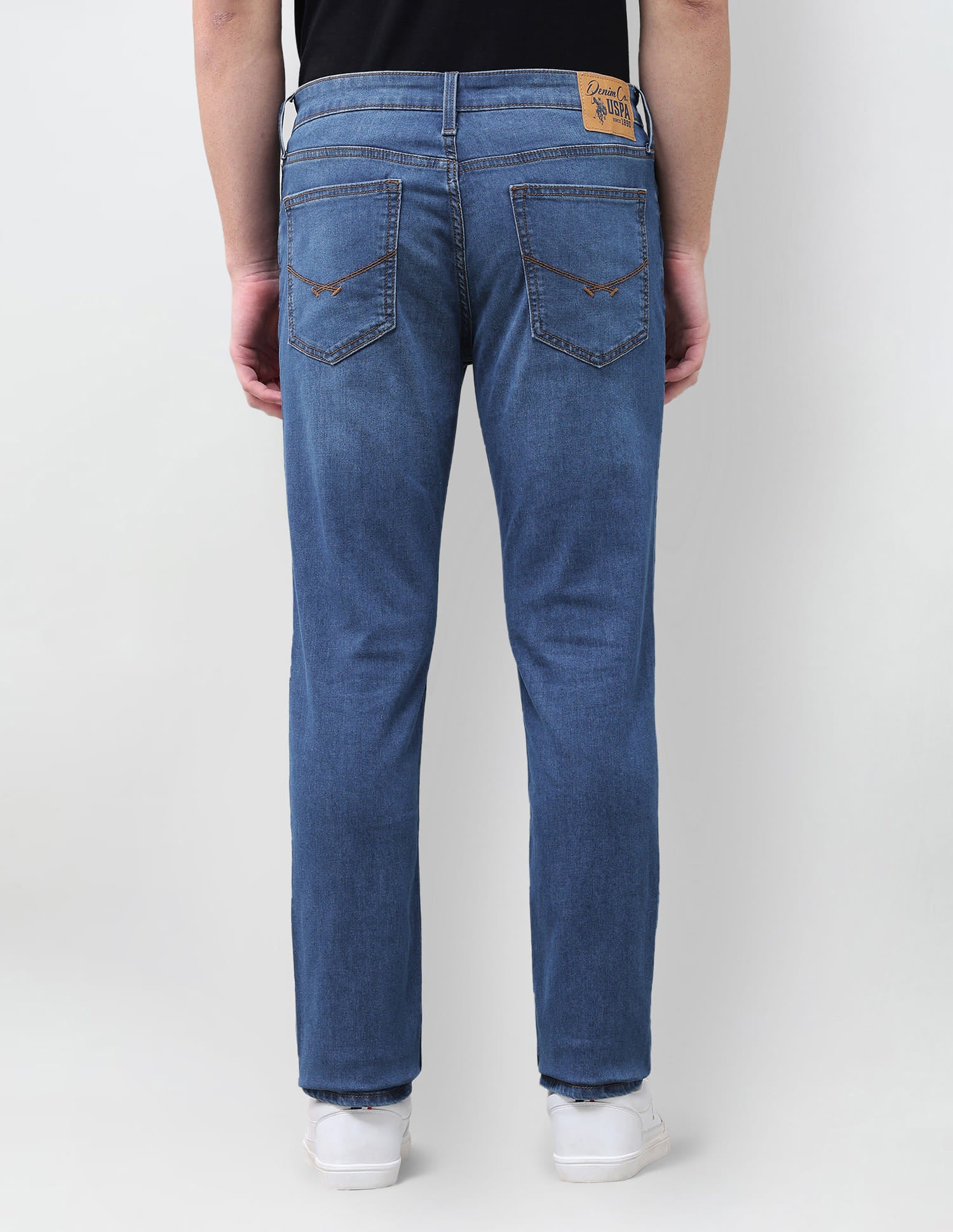 Solid Slim Tapered Fit Jeans Blue - U.S. Polo Assn. India | Large