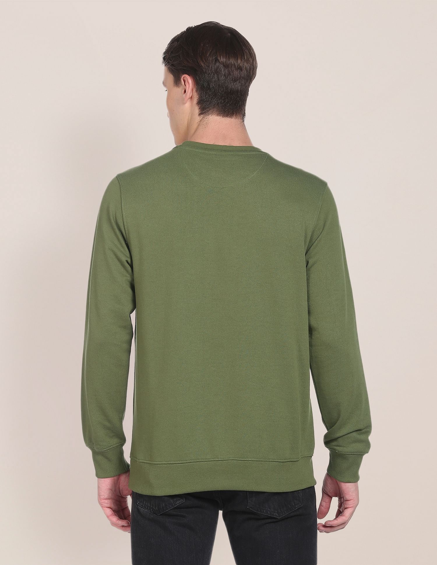 Crew Neck Brand Print Sweatshirt Olive - U.S. POLO ASSN. | Large