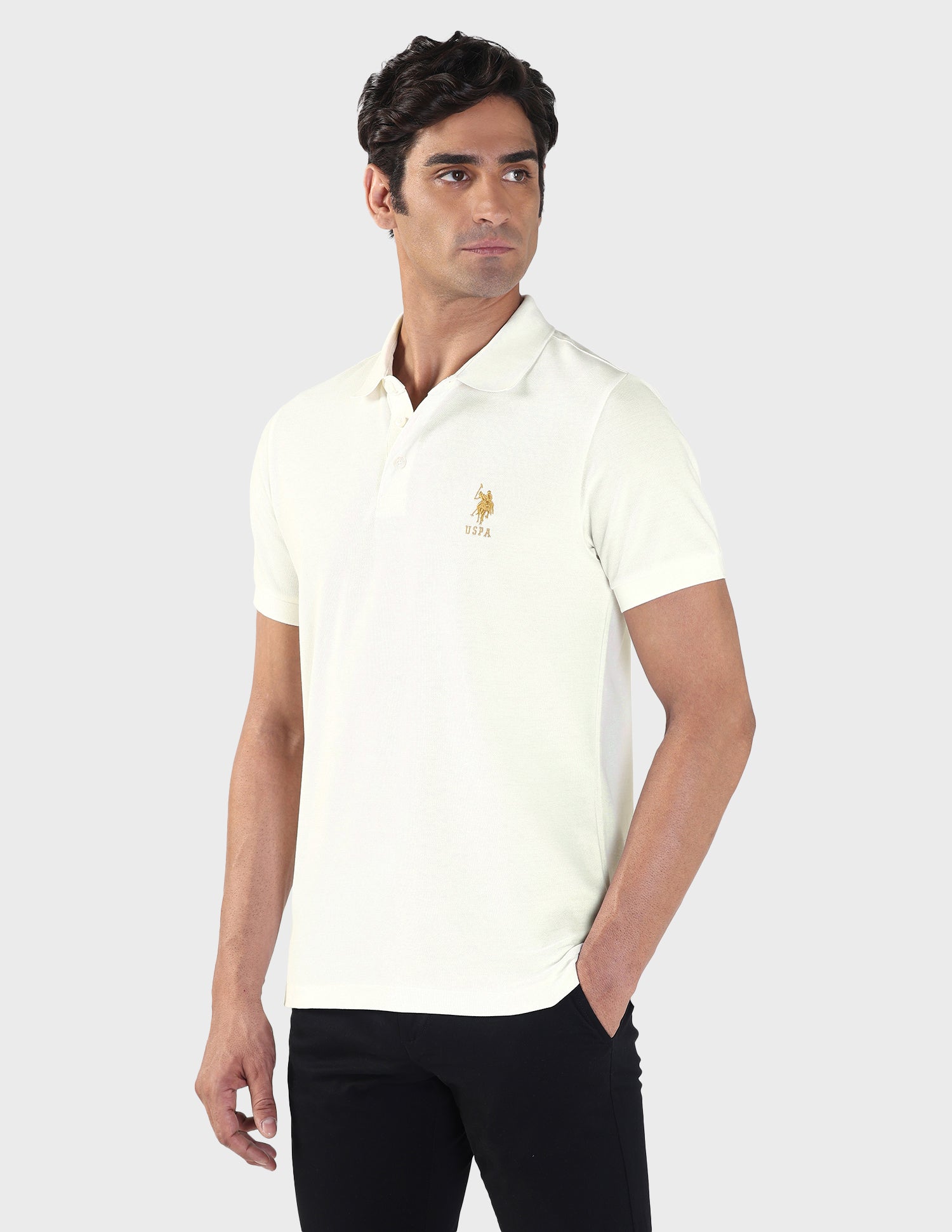 Liquid Cotton Slim Polo Shirt White - U.S. Polo Assn. India | Large