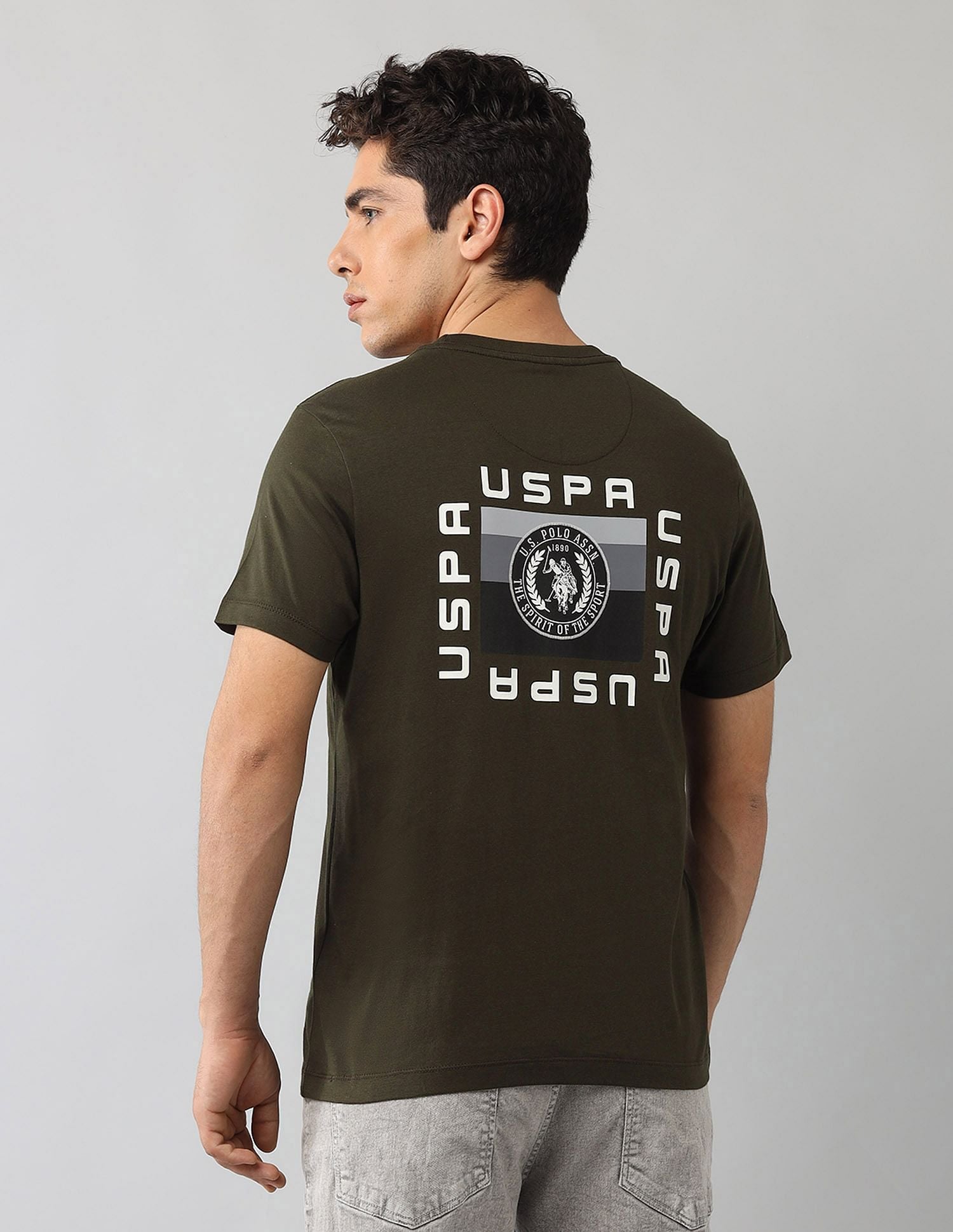 Muscle Fit Graphic Printed T-Shirt Olive - U.S. Polo Assn. India | Large