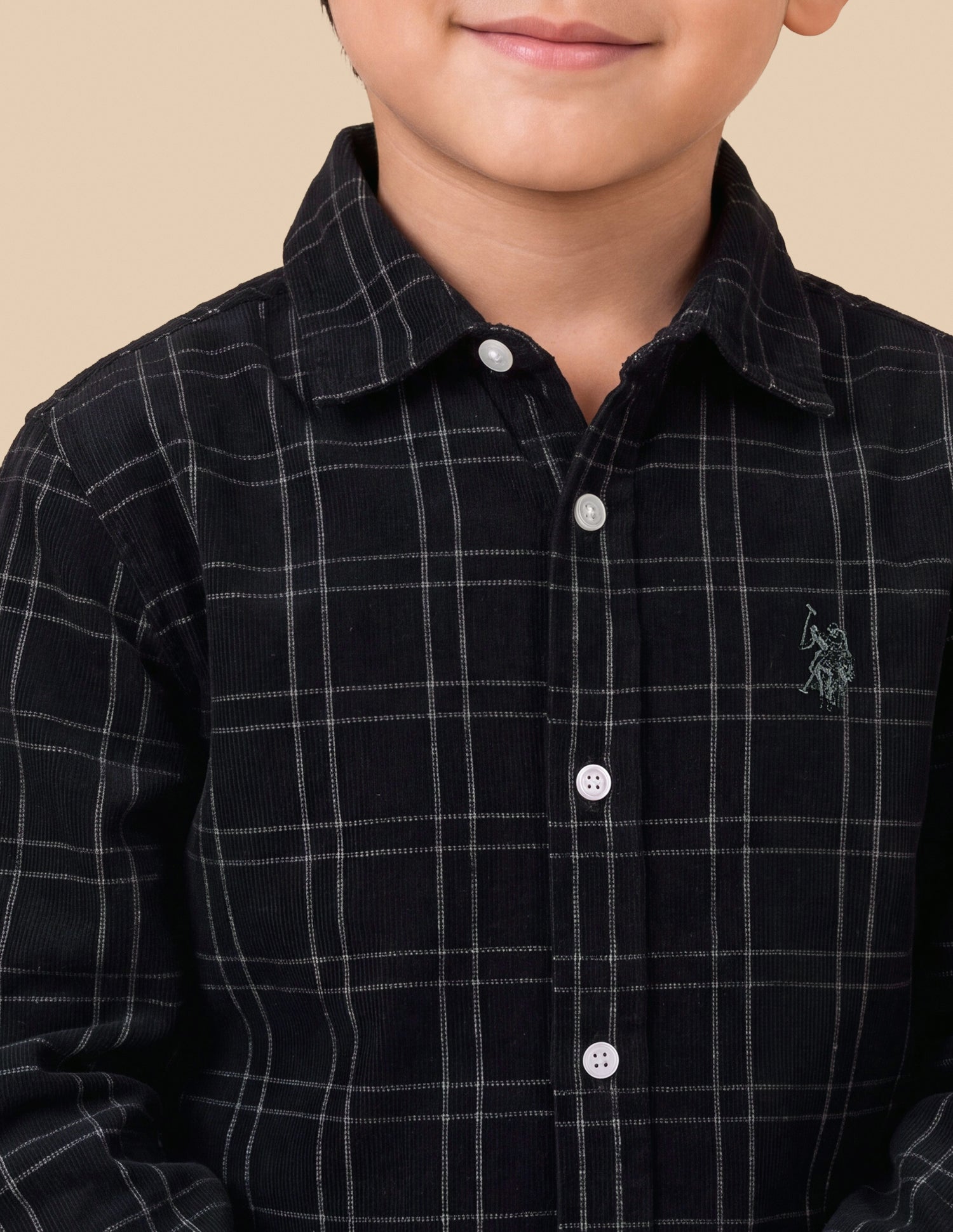 Grid Tattersall Checked Corduroy Shirt Black - U.S. Polo Assn. India | Large
