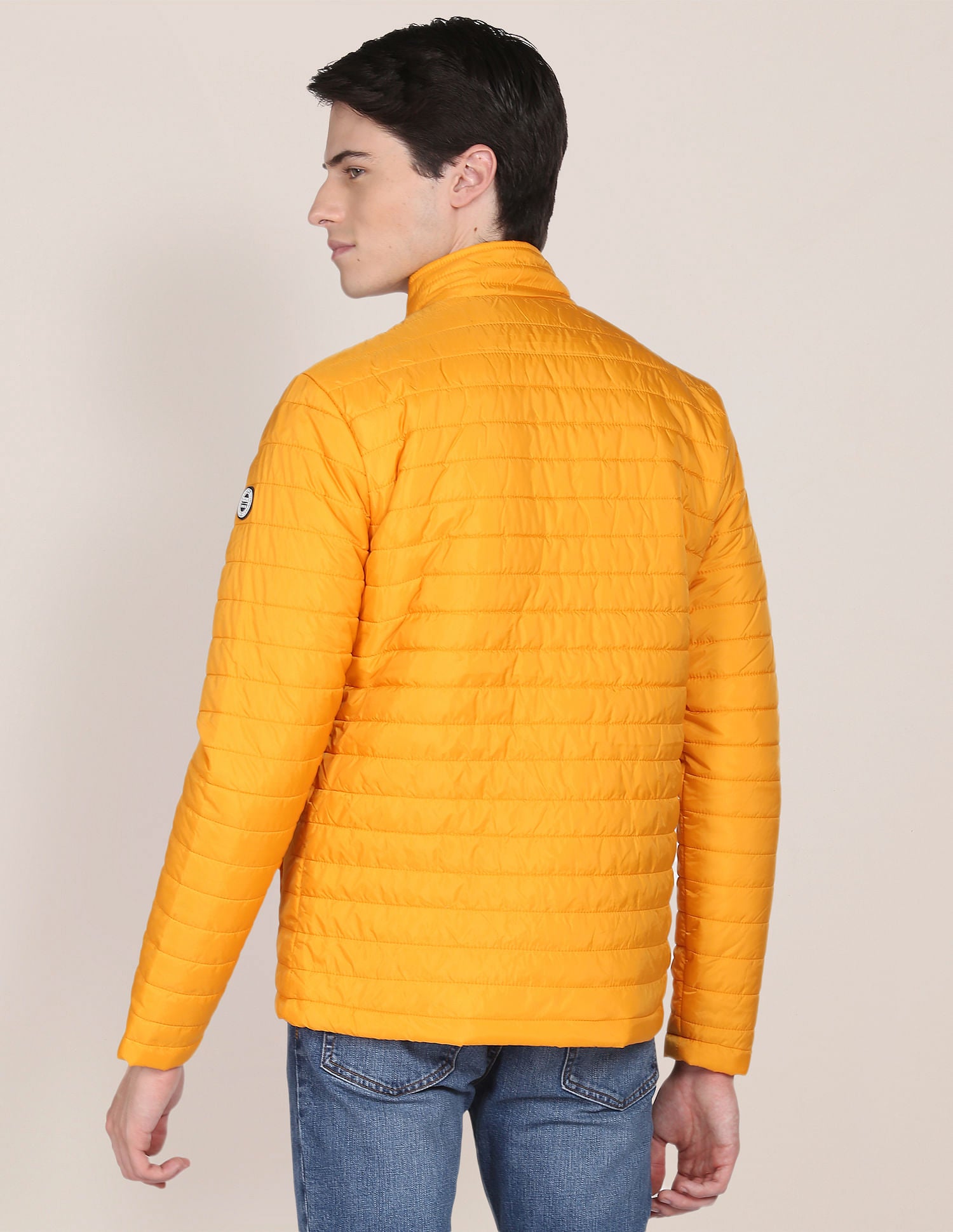 Solid Polyester Puffer Jacket Yellow - U.S. Polo Assn. India | Large