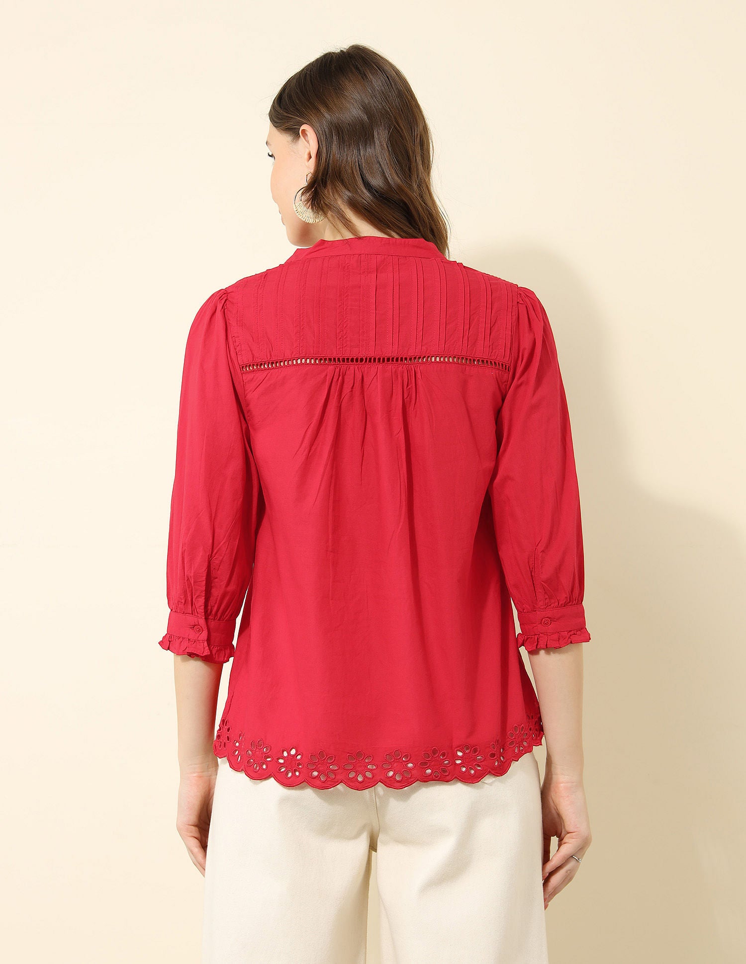 Pintucked Shifflli Top Red - U.S. POLO ASSN. | Large