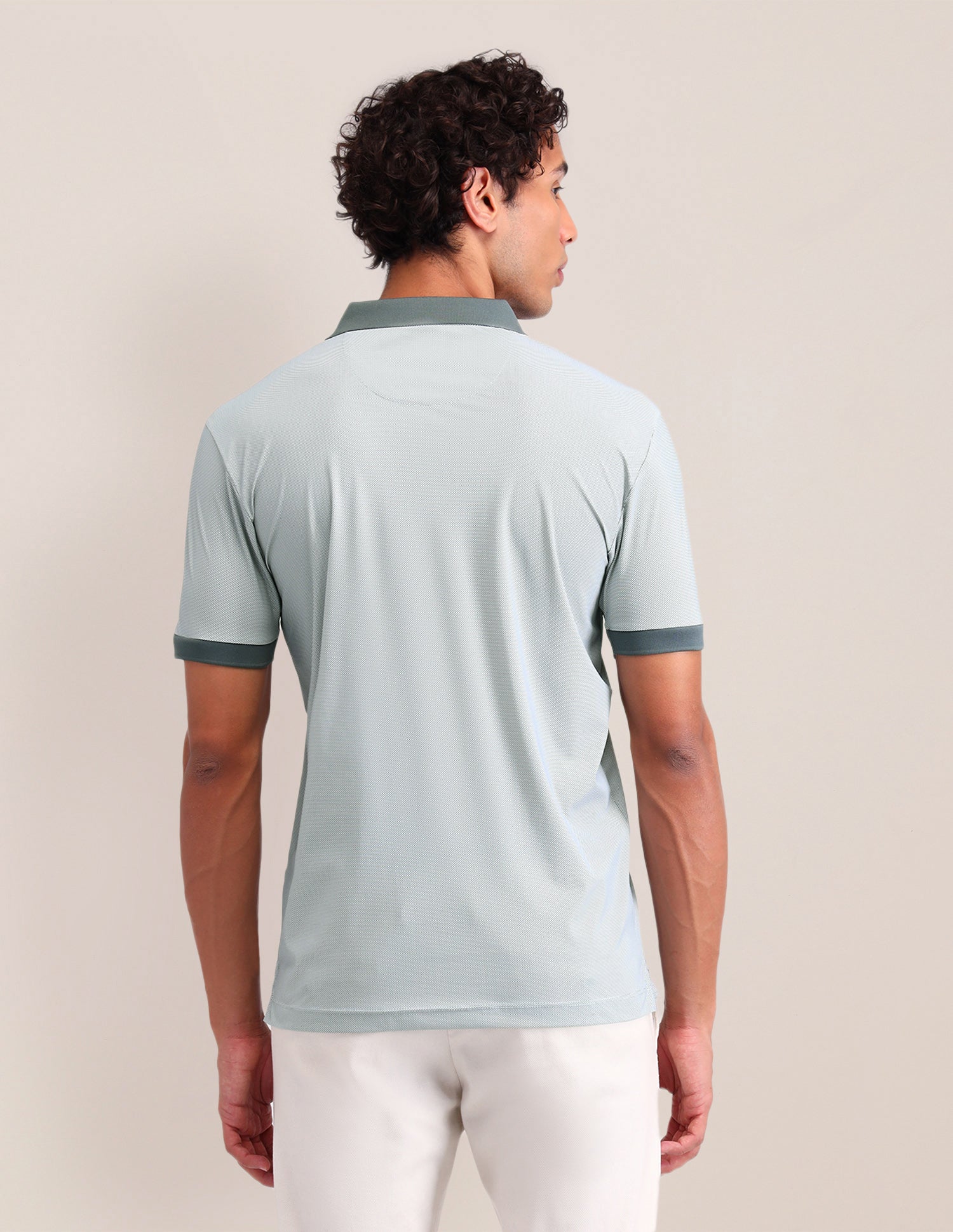 Geometric Printed Slim Fit Polo Shirt Light Olive - U.S. Polo Assn. India | Large