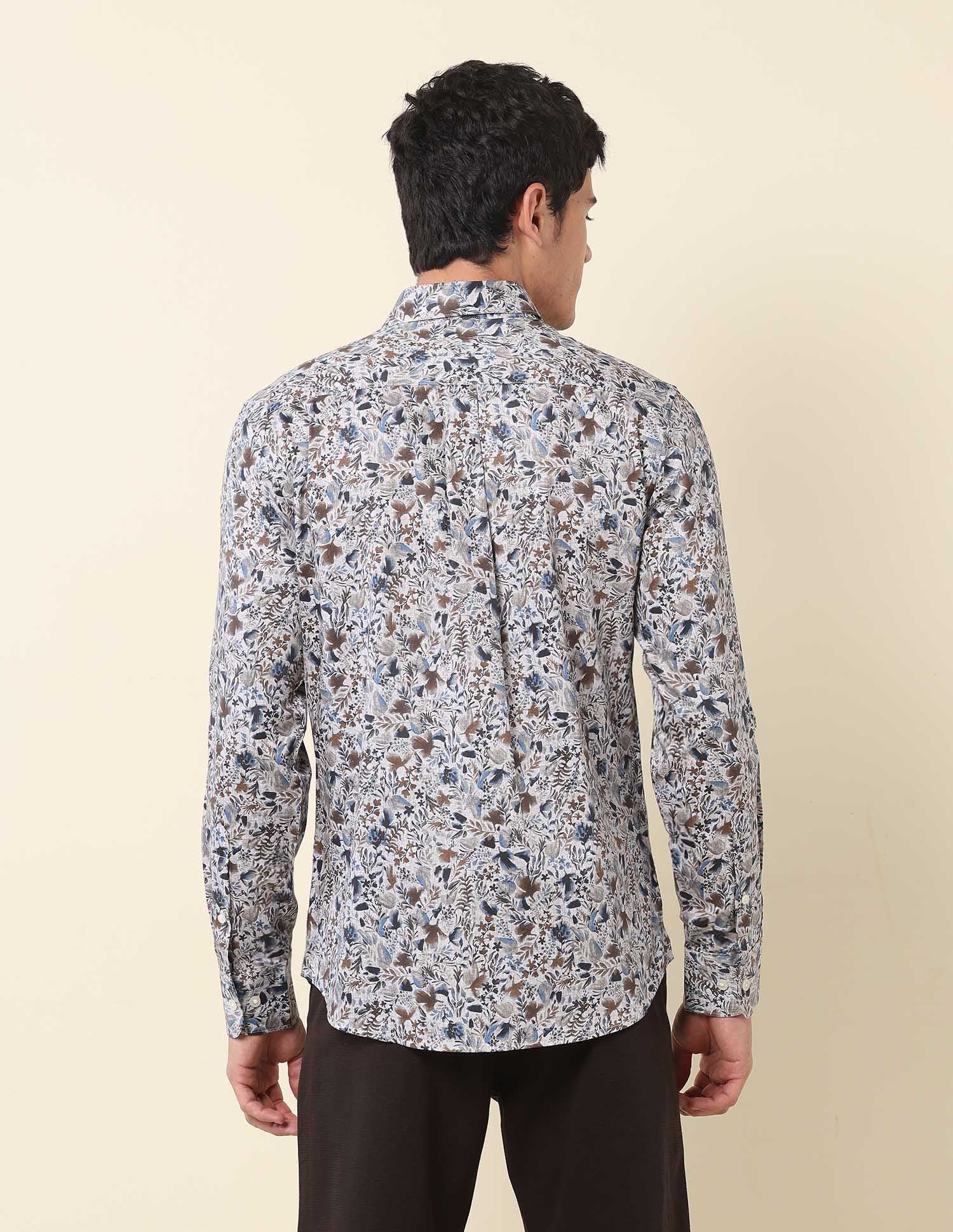 Floral Printed Tailored Fit Shirt Grey - U.S. Polo Assn. India | Large