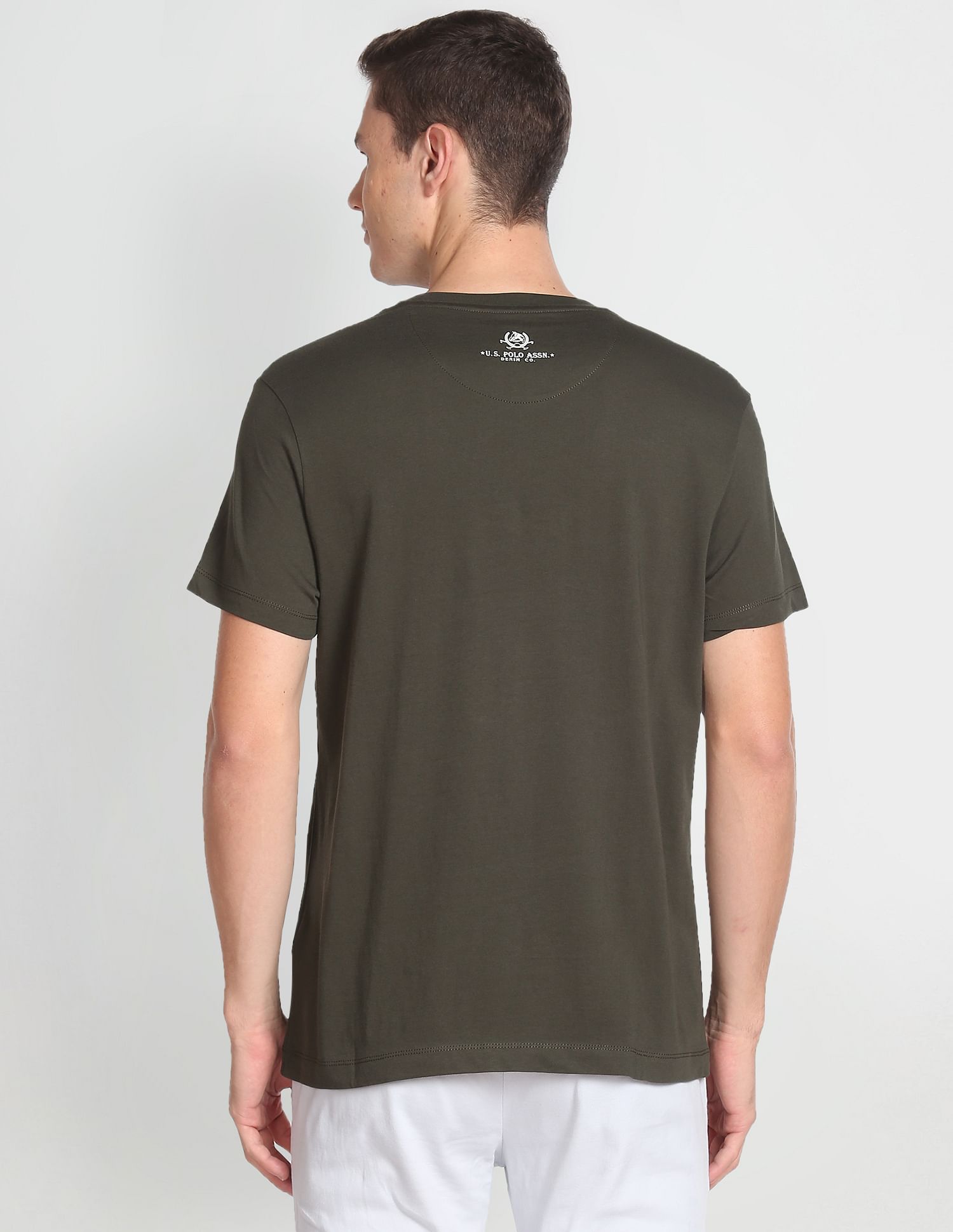 Cotton Slim Fit T-Shirt Olive - U.S. Polo Assn. India | Large