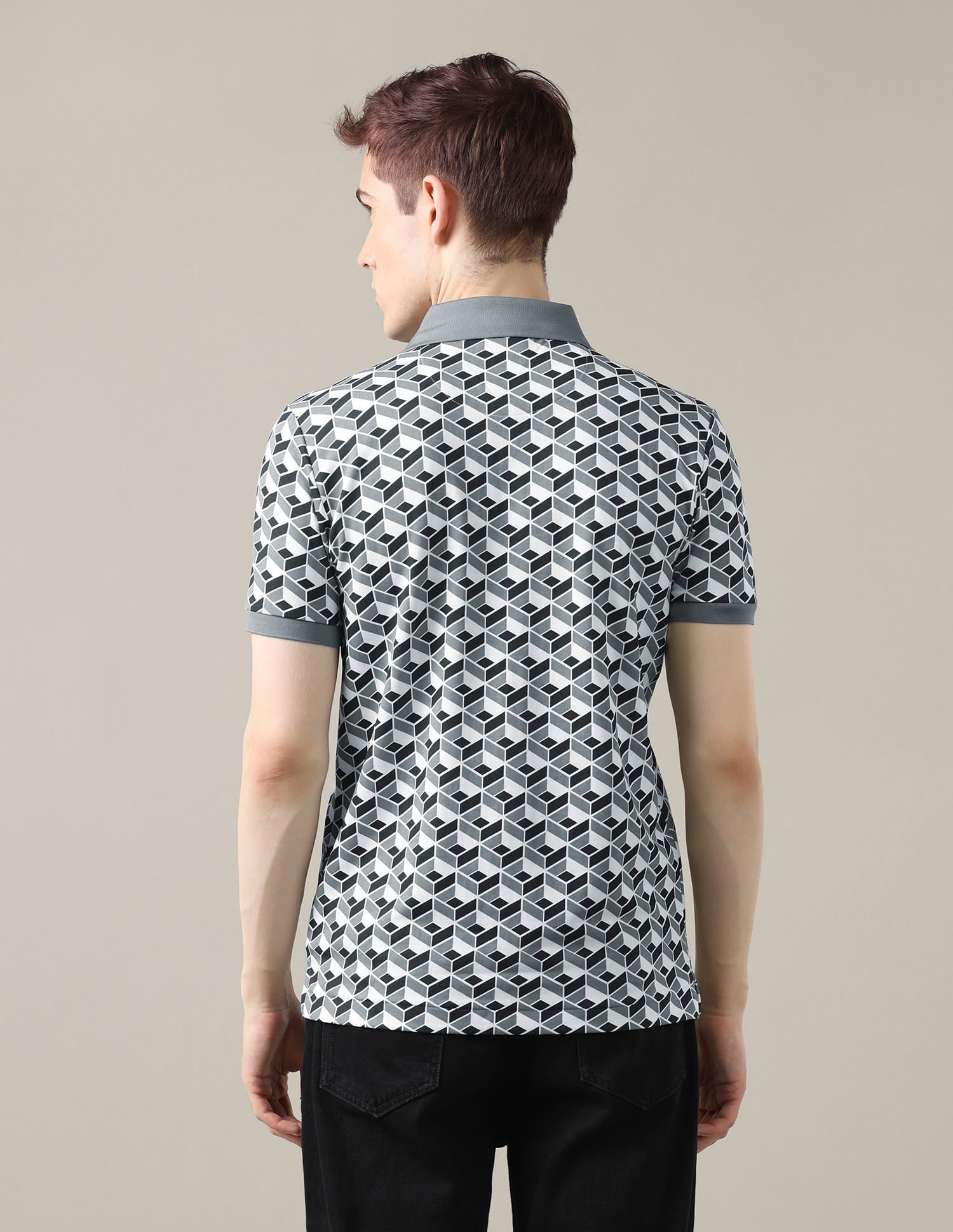 Geometric Printed Slim Fit Polo Shirt Grey - U.S. Polo Assn. India | Large