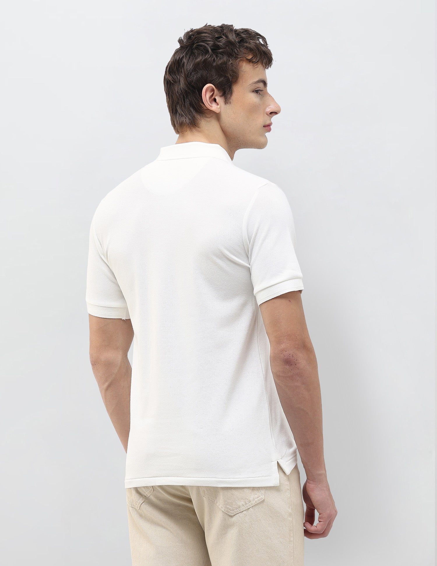 Solid Slim Fit Polo Shirt Ivory - U.S. Polo Assn. India | Large