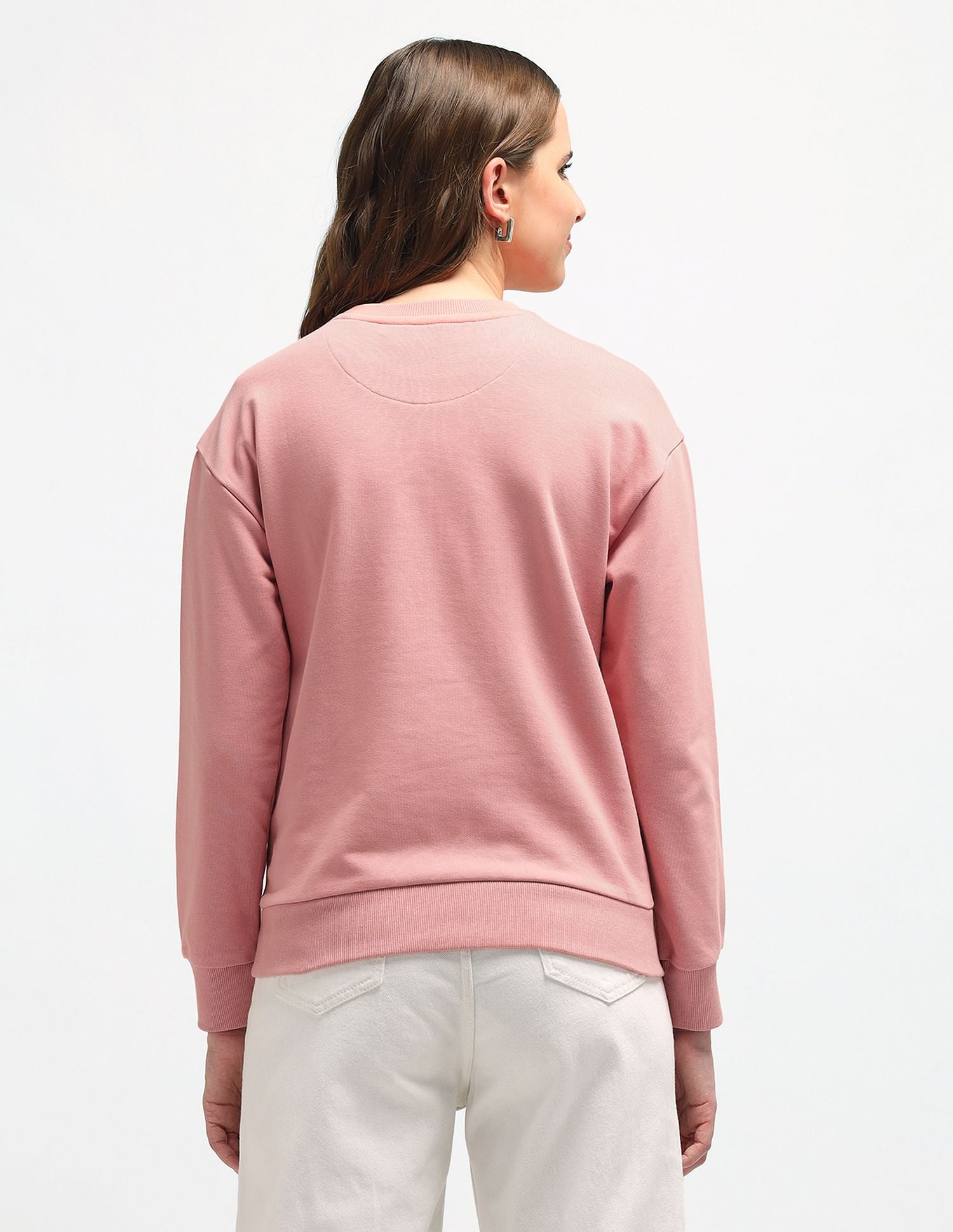 Drop Shoulder Brand Print Sweatshirt Peach - U.S. Polo Assn. India | Large