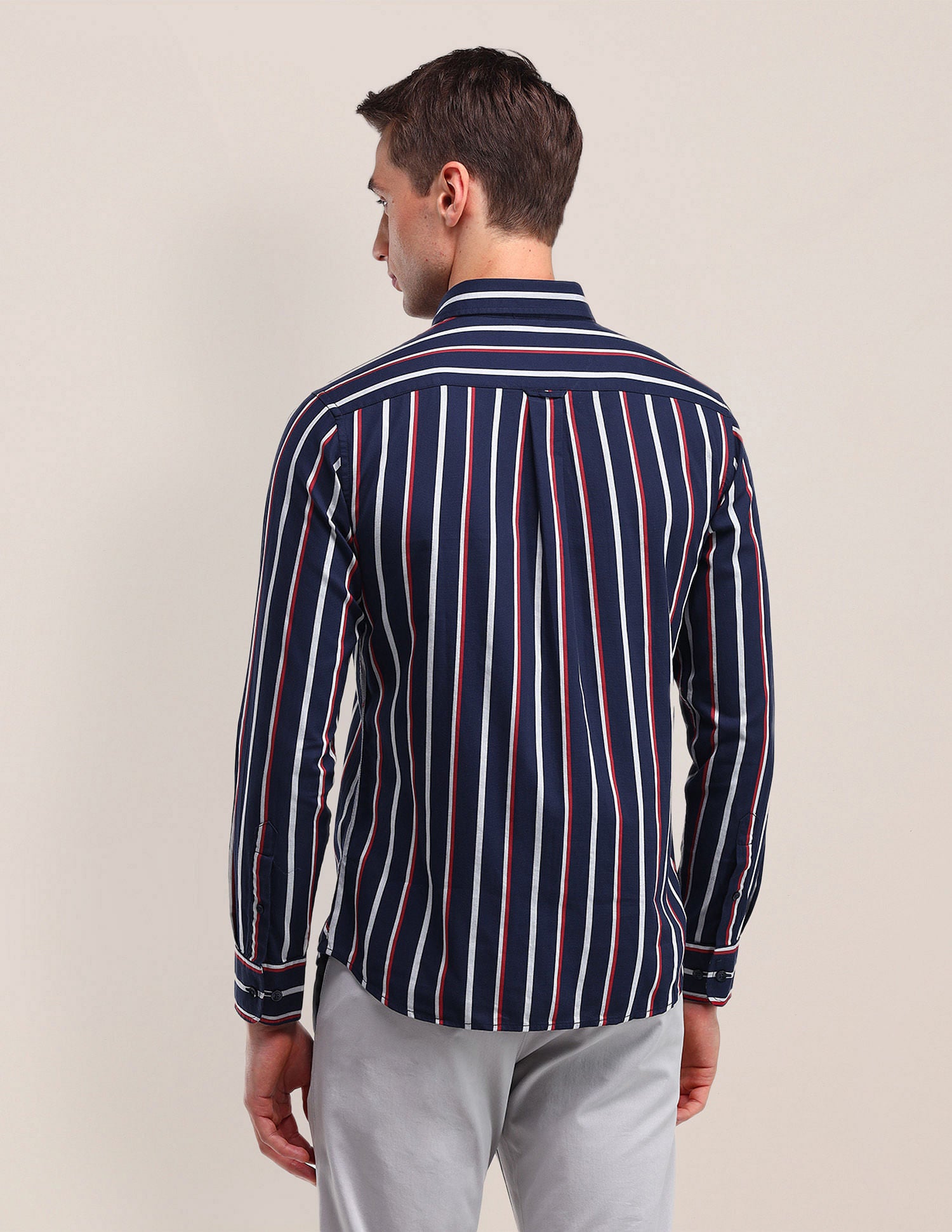 Tailored Fit Cotton Striped Shirt Blue - U.S. Polo Assn. India | Large