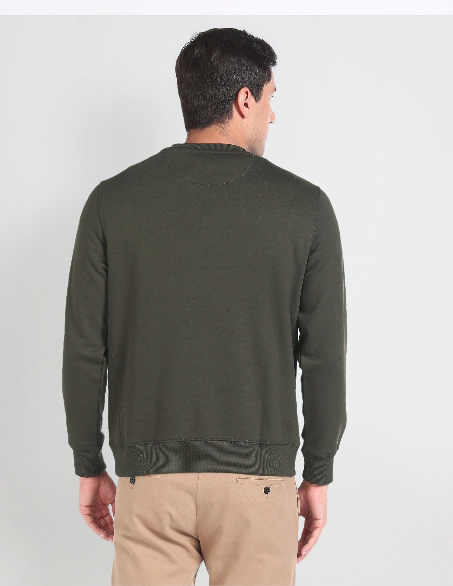 Brand Print Cotton Sweatshirt Olive - U.S. POLO ASSN. | Large