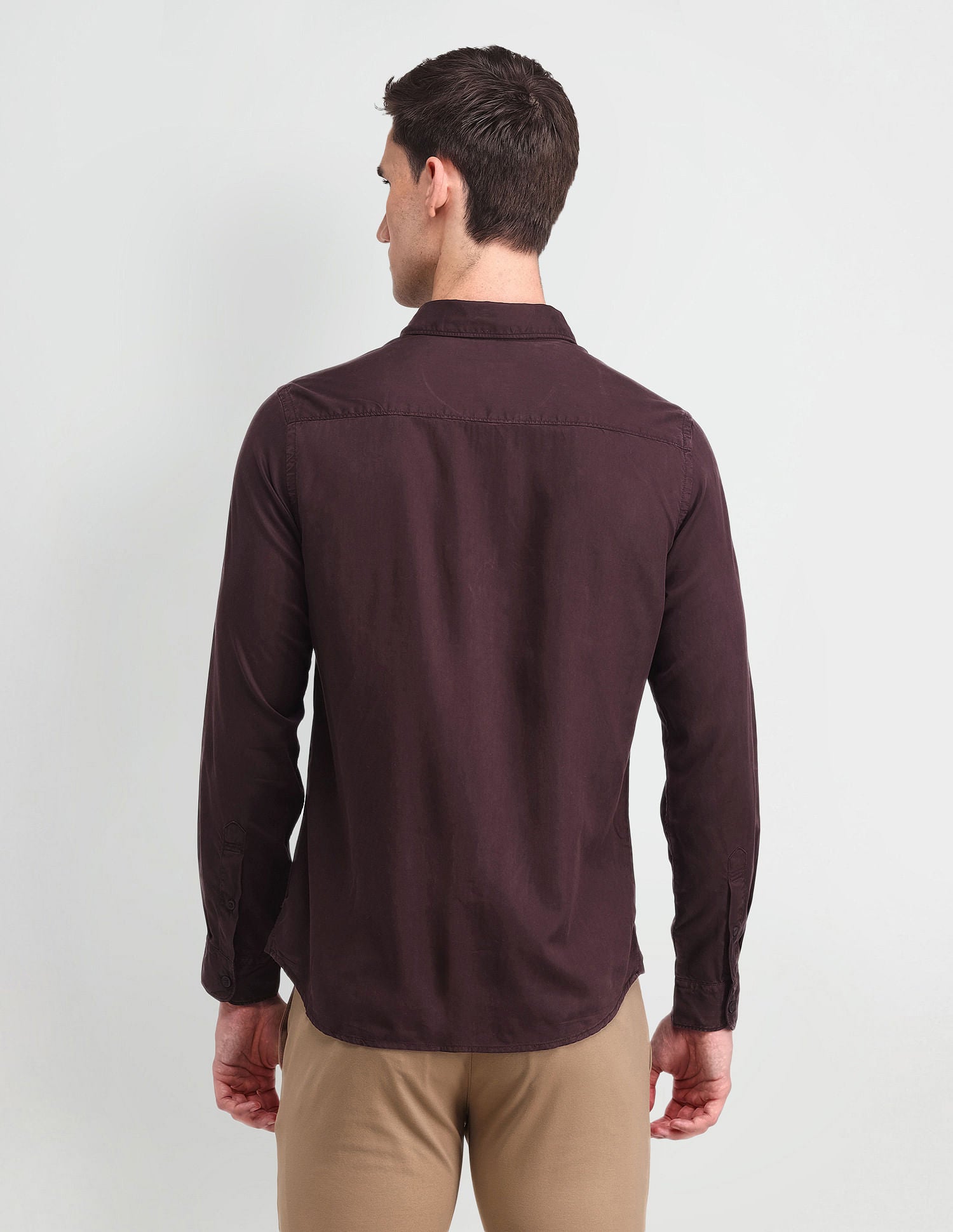 Slim Fit Solid Shirt Wine - U.S. POLO ASSN. | Large