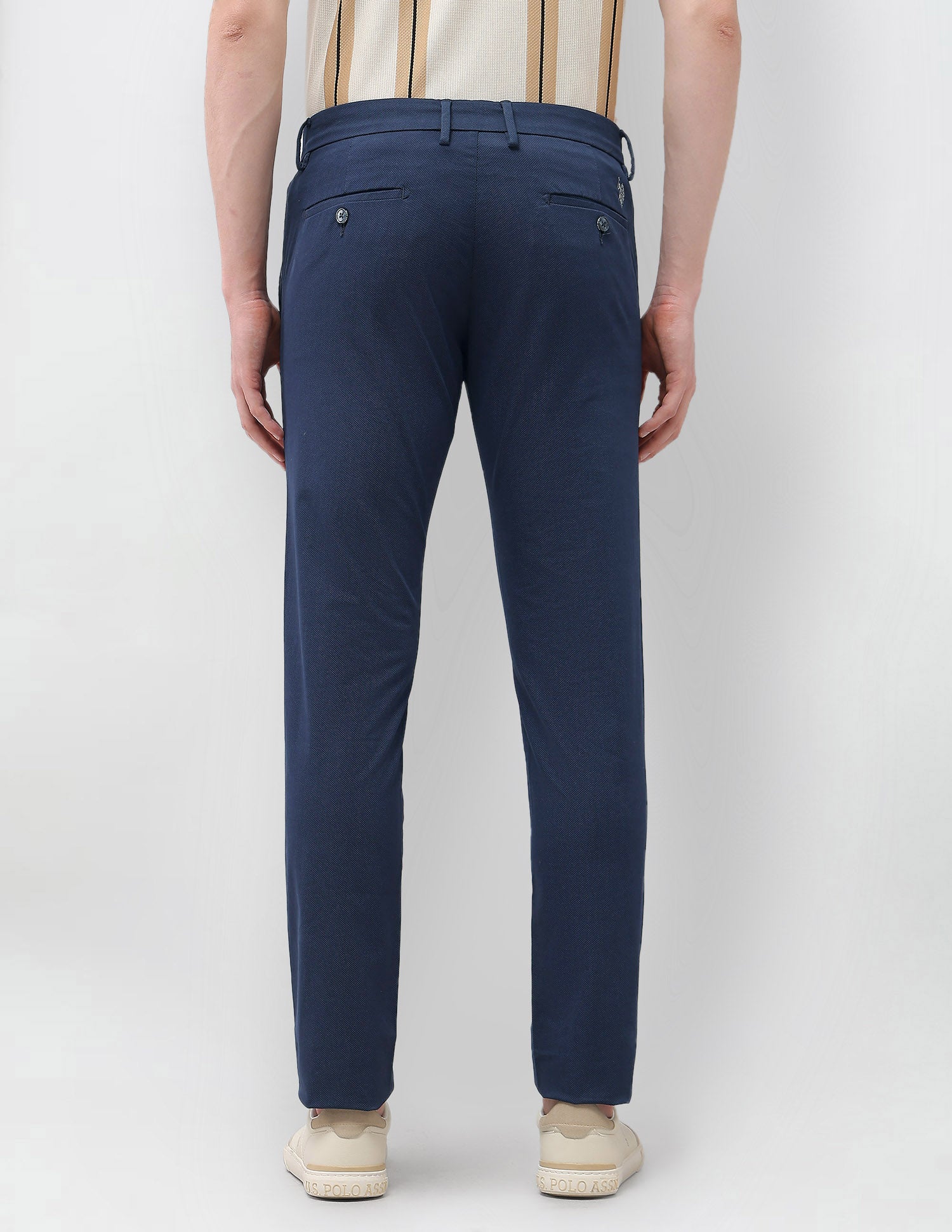 Textured Denver Slim Fit Trousers Navy - U.S. Polo Assn. India | Large