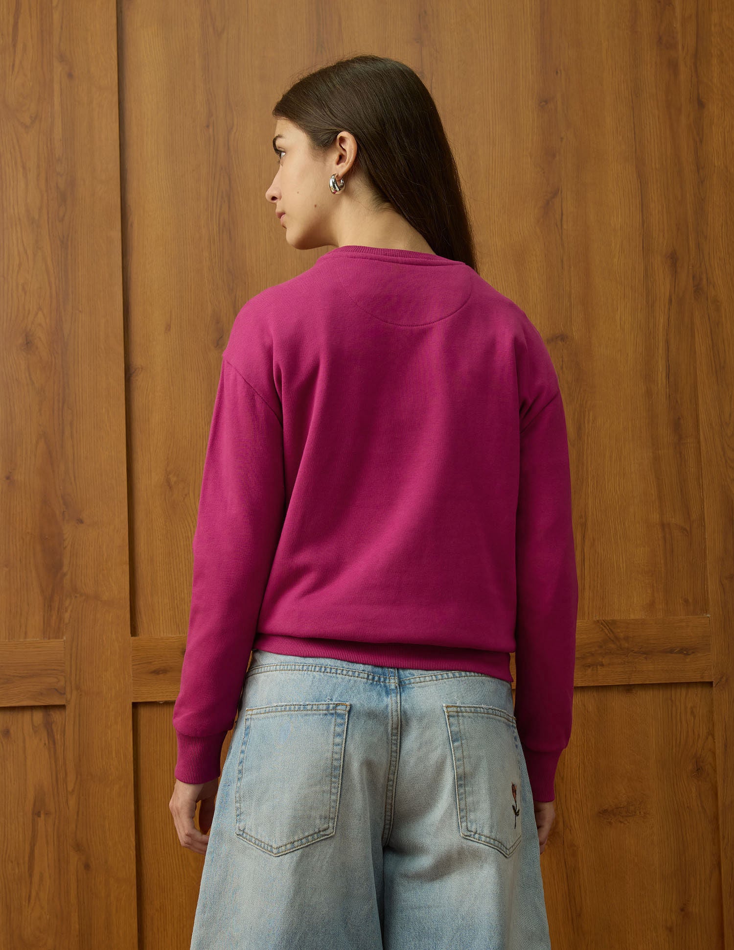 Brand Printed Drop Shoulder Sweatshirt Fuchsia - U.S. POLO ASSN. | Large