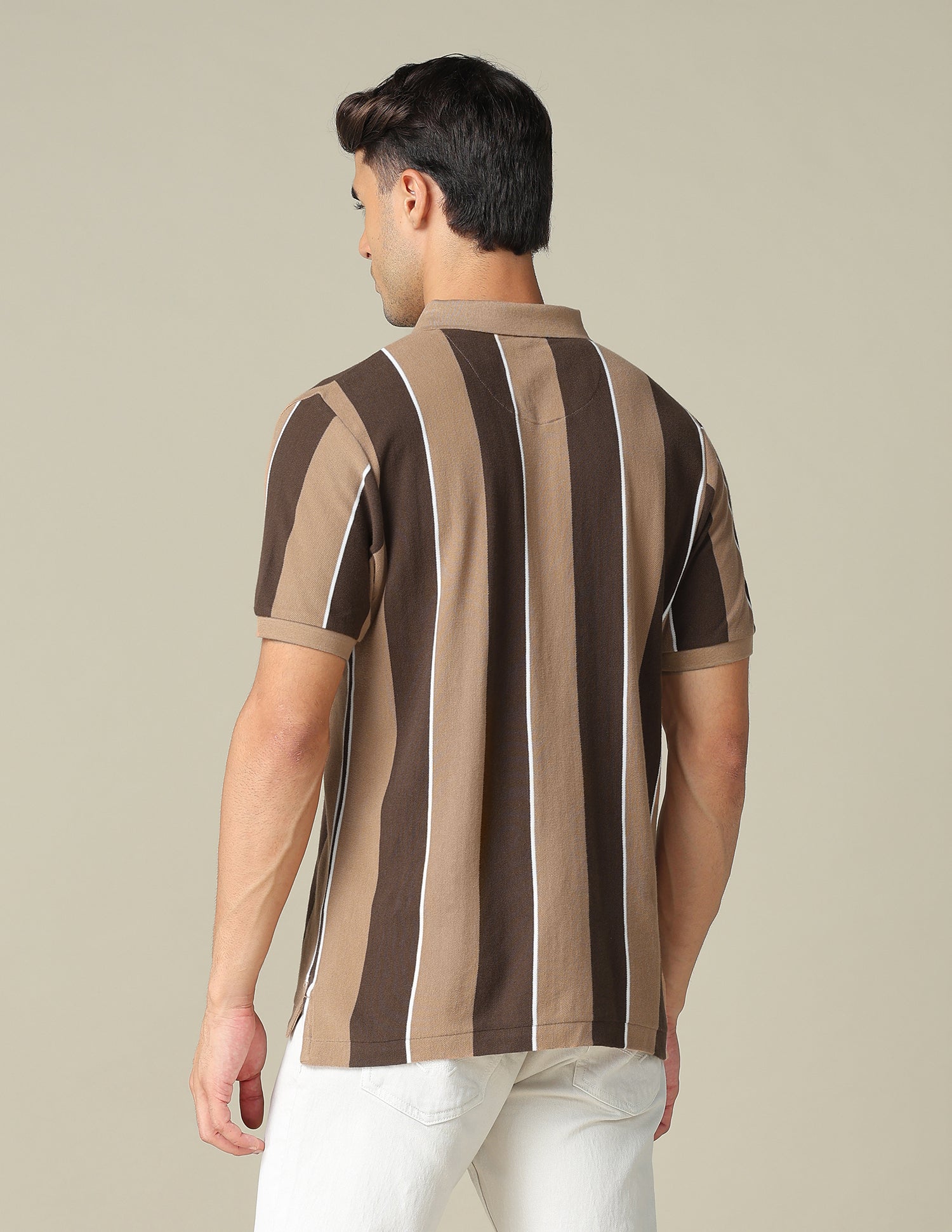 Vertical Striped Regular Fit Polo Shirt Beige - U.S. POLO ASSN. | Large