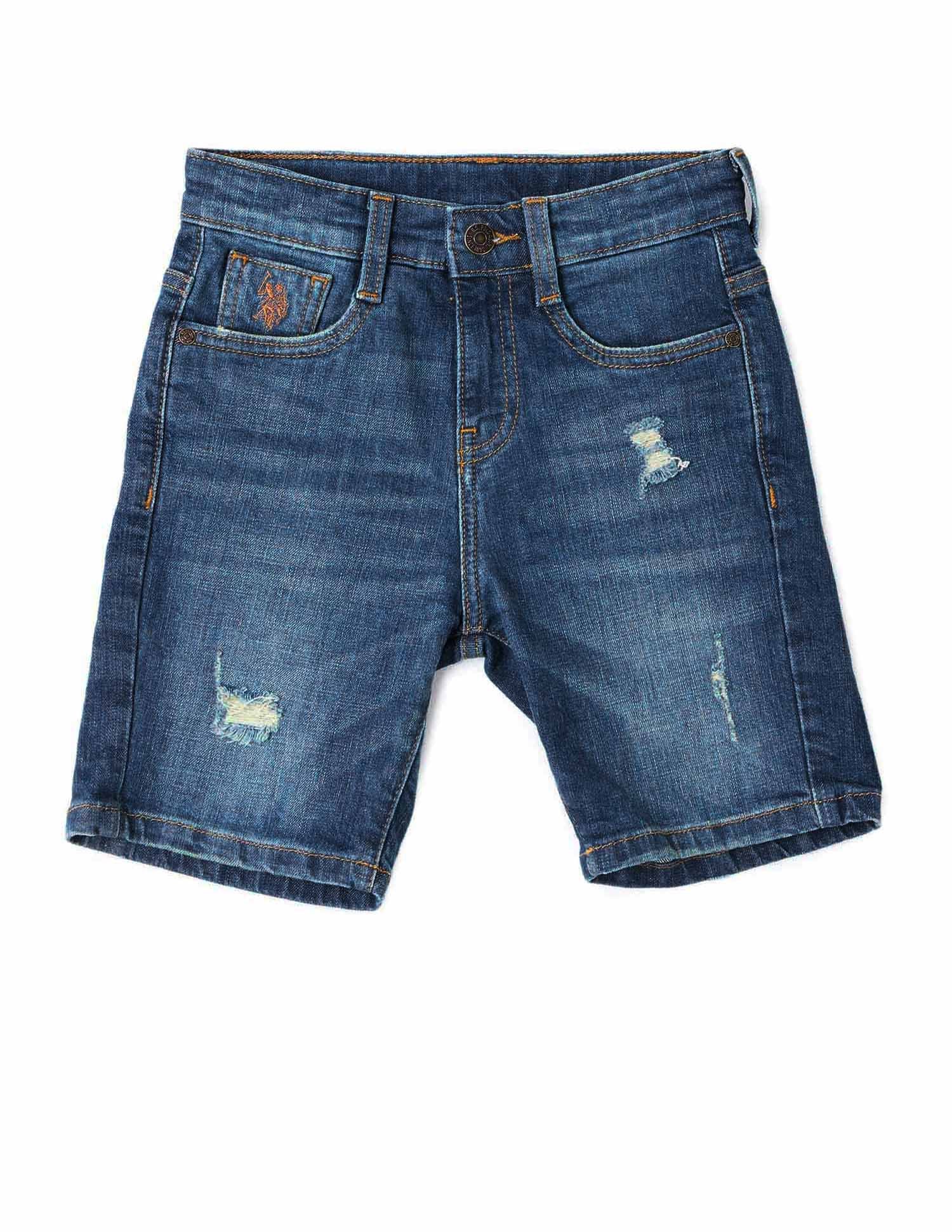 Boys Regular Fit Denim Shorts Light Wash - U.S. POLO ASSN. | Large