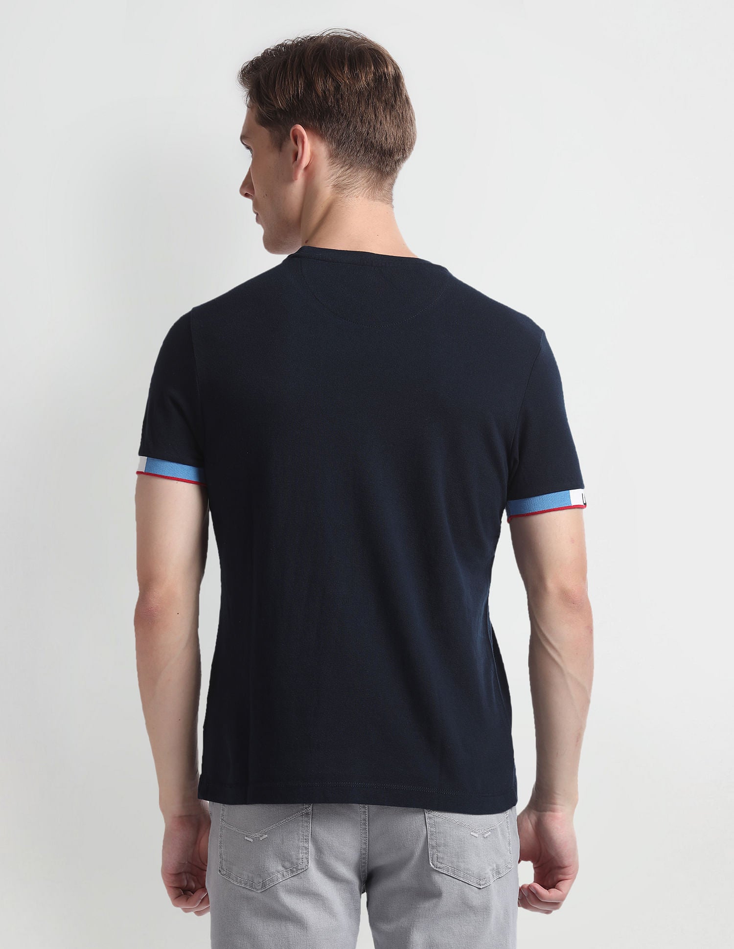Crew Neck Brand Tape T-Shirt Navy - U.S. Polo Assn. India | Large