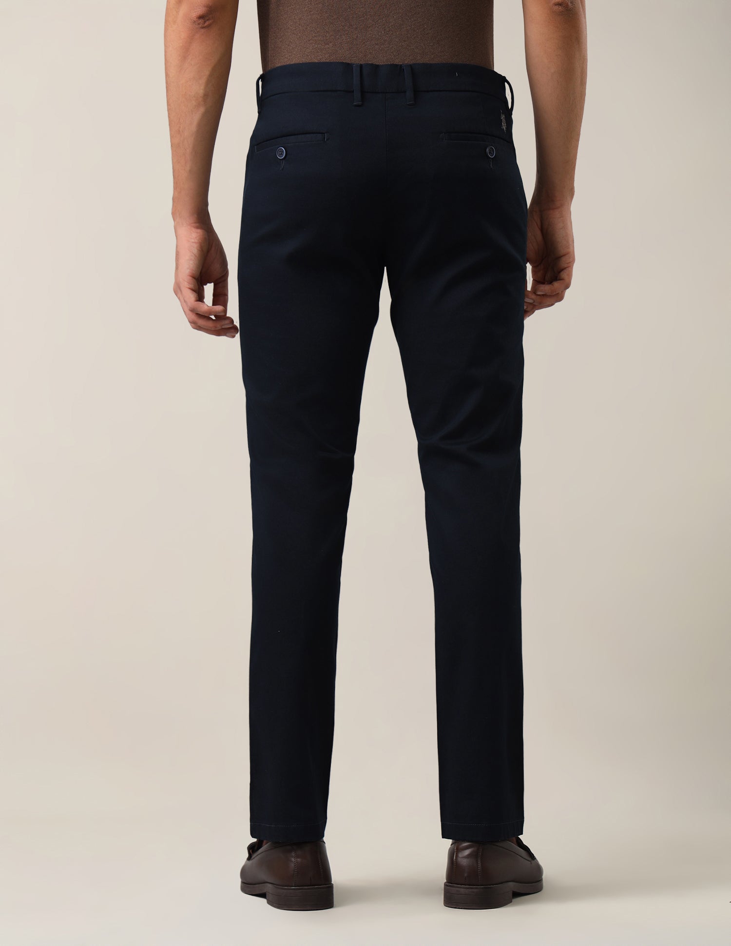 Denver Slim Fit Dobby Trousers Navy - U.S. Polo Assn. India | Large