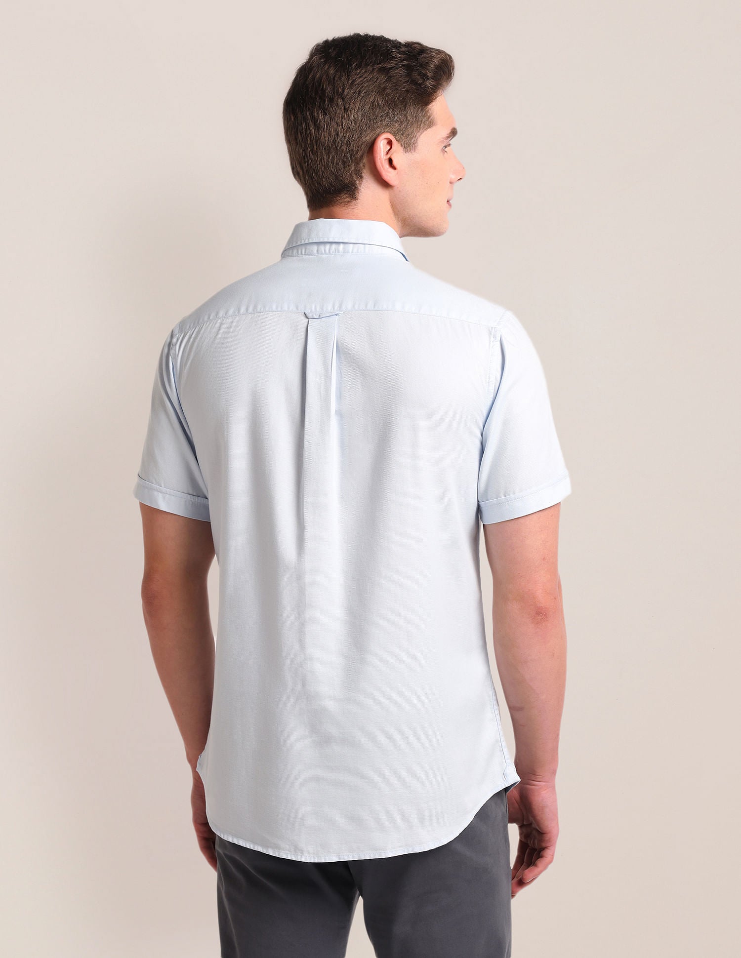 Tailored Regular Fit Solid Shirt Blue - U.S. Polo Assn. India | Large