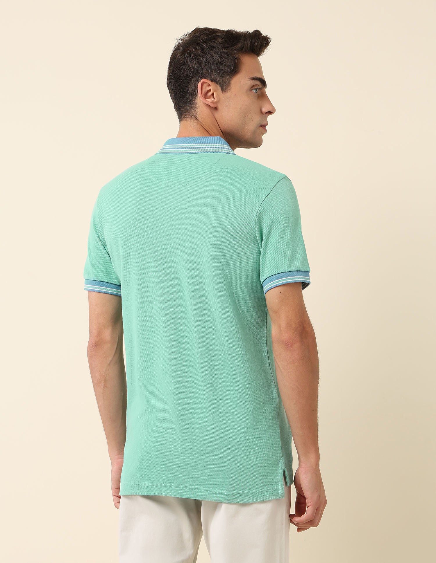 Slim Fit Solid Polo Shirt Aqua - U.S. Polo Assn. India | Large